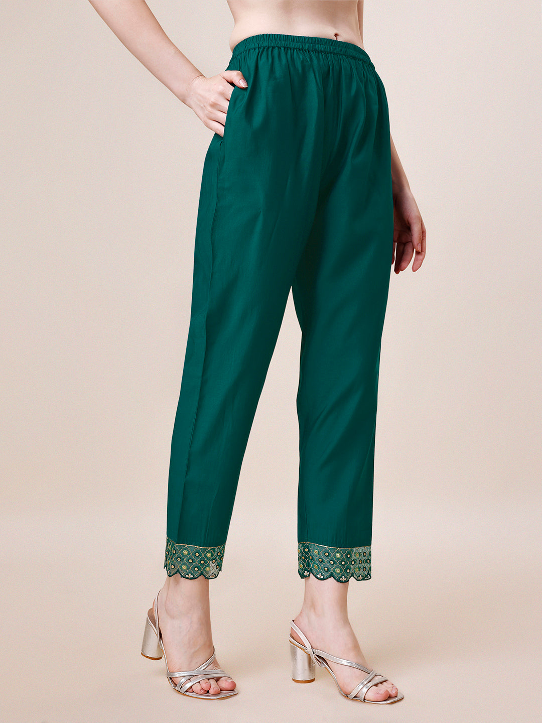 Hand Embroidered Chanderi Kurta With Pant And Dupatta Set Premium, Multicolor - Hiral Fashion