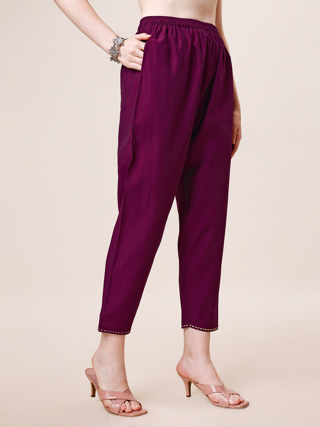 Hand Embroidered Kurta With Pant & Dupatta Set, Multicolor - Hiral Fashion