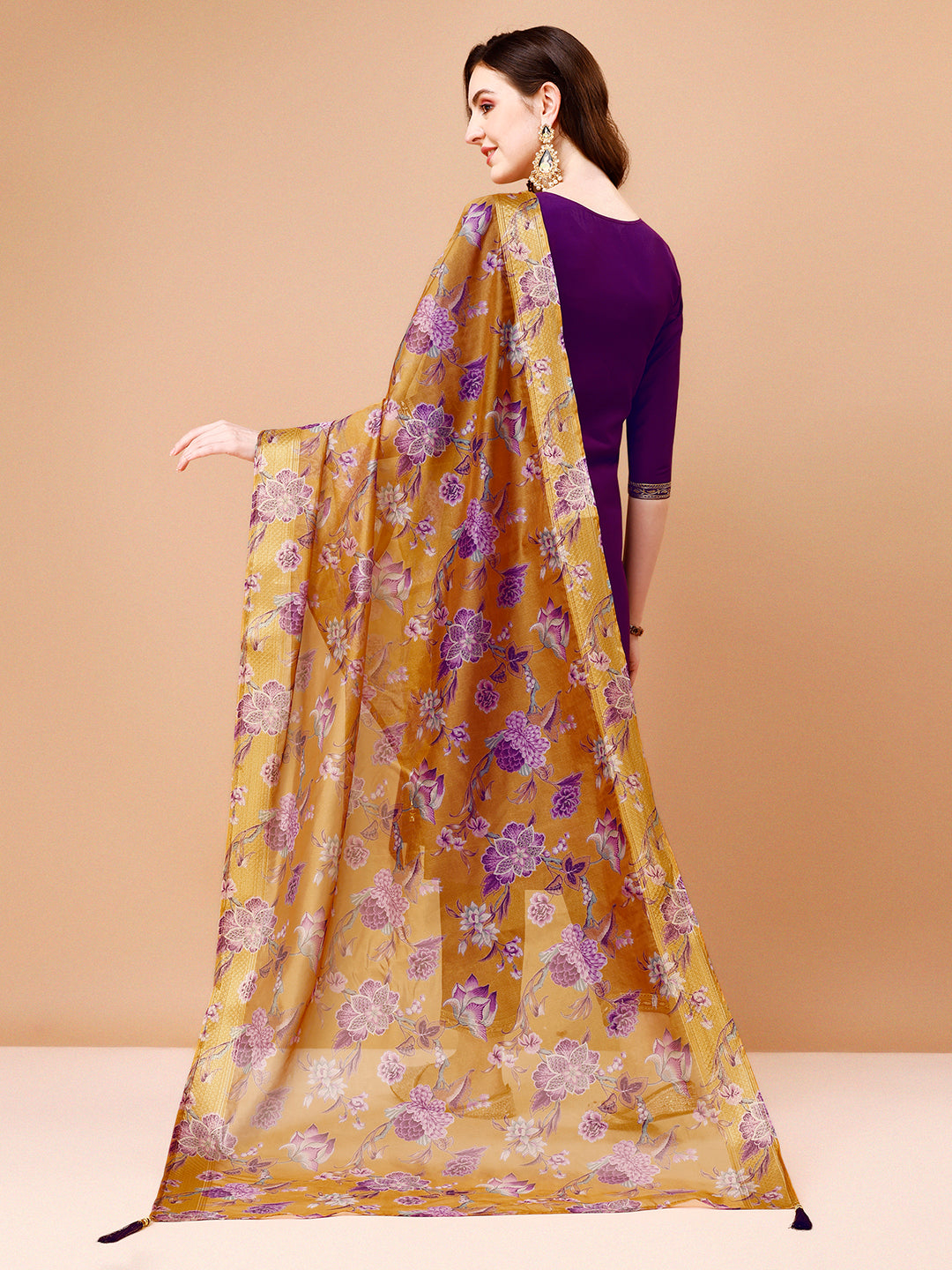 Embroidered Kurta With Pant & Printed Organza Dupatta Premium, Multicolor - Hiral Fashion