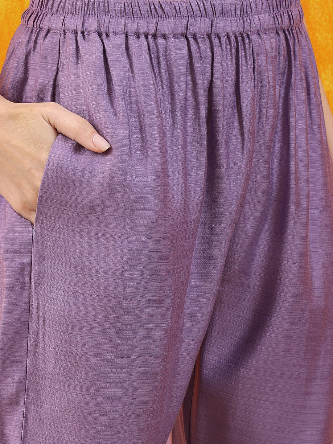 Applique Embroidered Kurta With Pant & Printed Dupatta, Lavender - Hiral Fashion