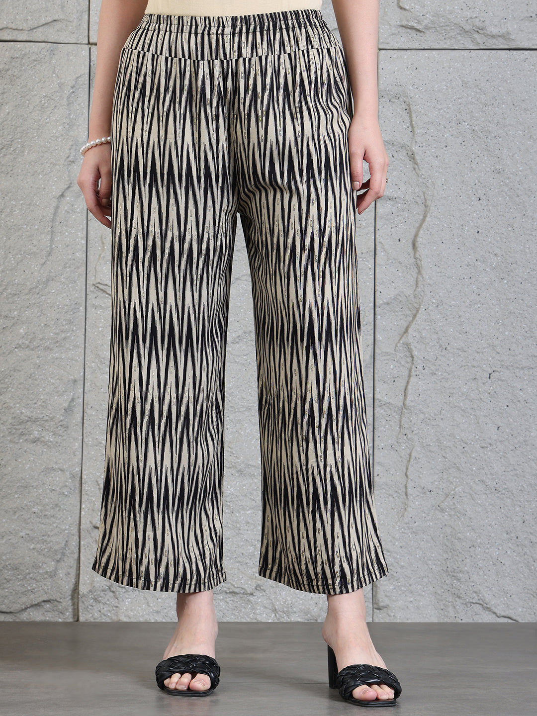Hand Embroidered & Printed Kurta With Palazzo Pants, Black - Hiral Fashion