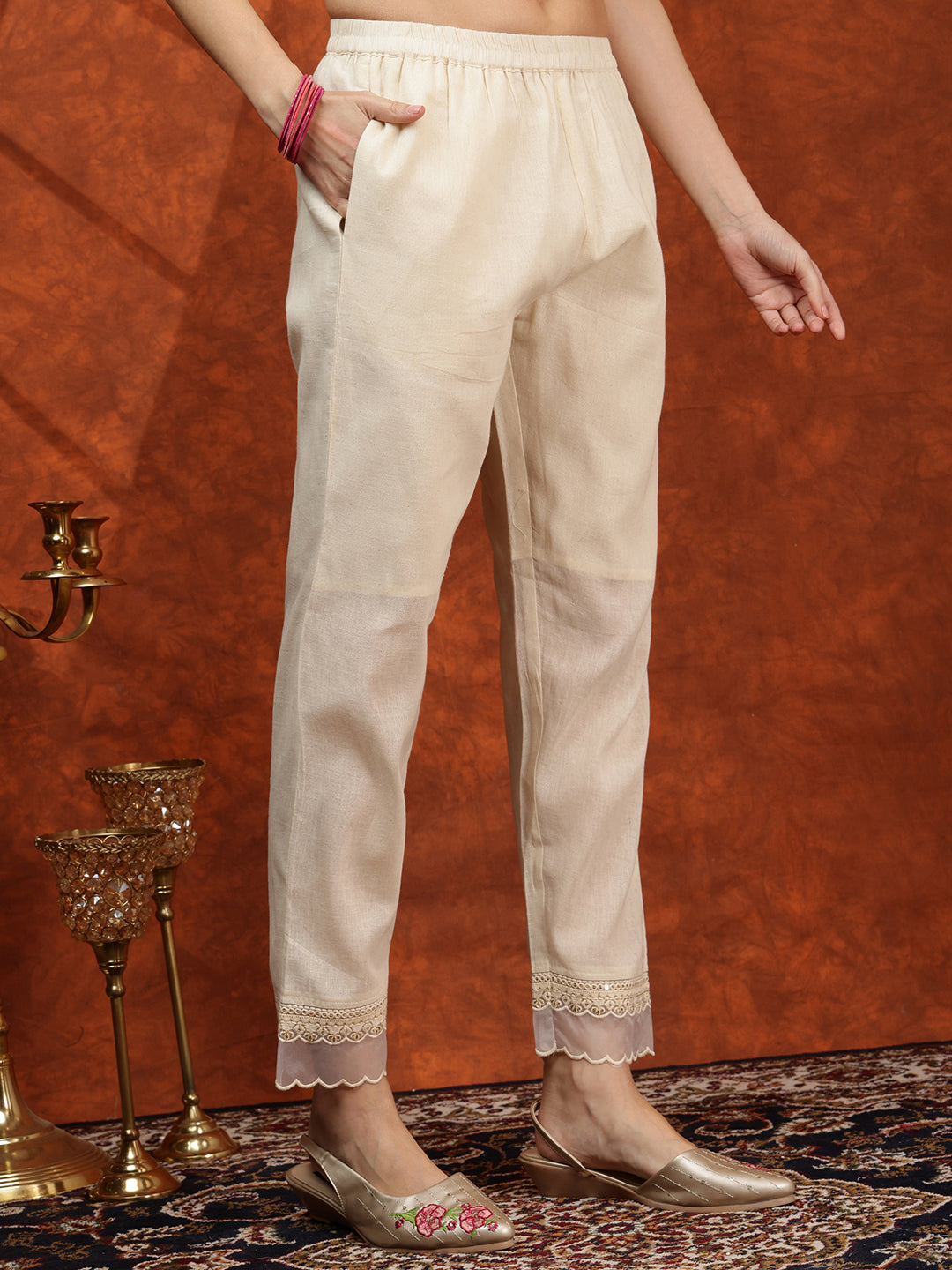 Chikankari & Embroidered Kurta With Pant & Printed Dupatta, White - Hiral Fashion
