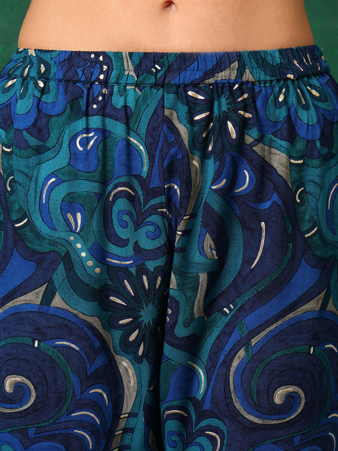 Sequined Embroidered & Printed Kurta With Pant & Embroidered Dupatta, Blue - Hiral Fashion