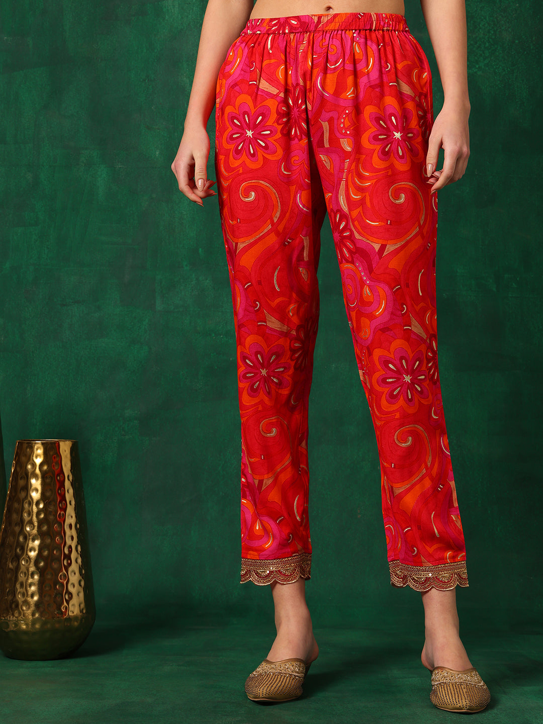 Sequined Embroidered & Printed Kurta With Pant & Embroidered Dupatta, Pink - Hiral Fashion