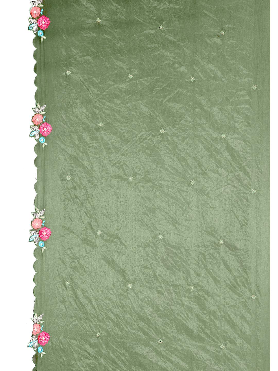 Hand & Machine Embroidered Kurta With Pant & Embroidered Dupatta, Green - Hiral Fashion