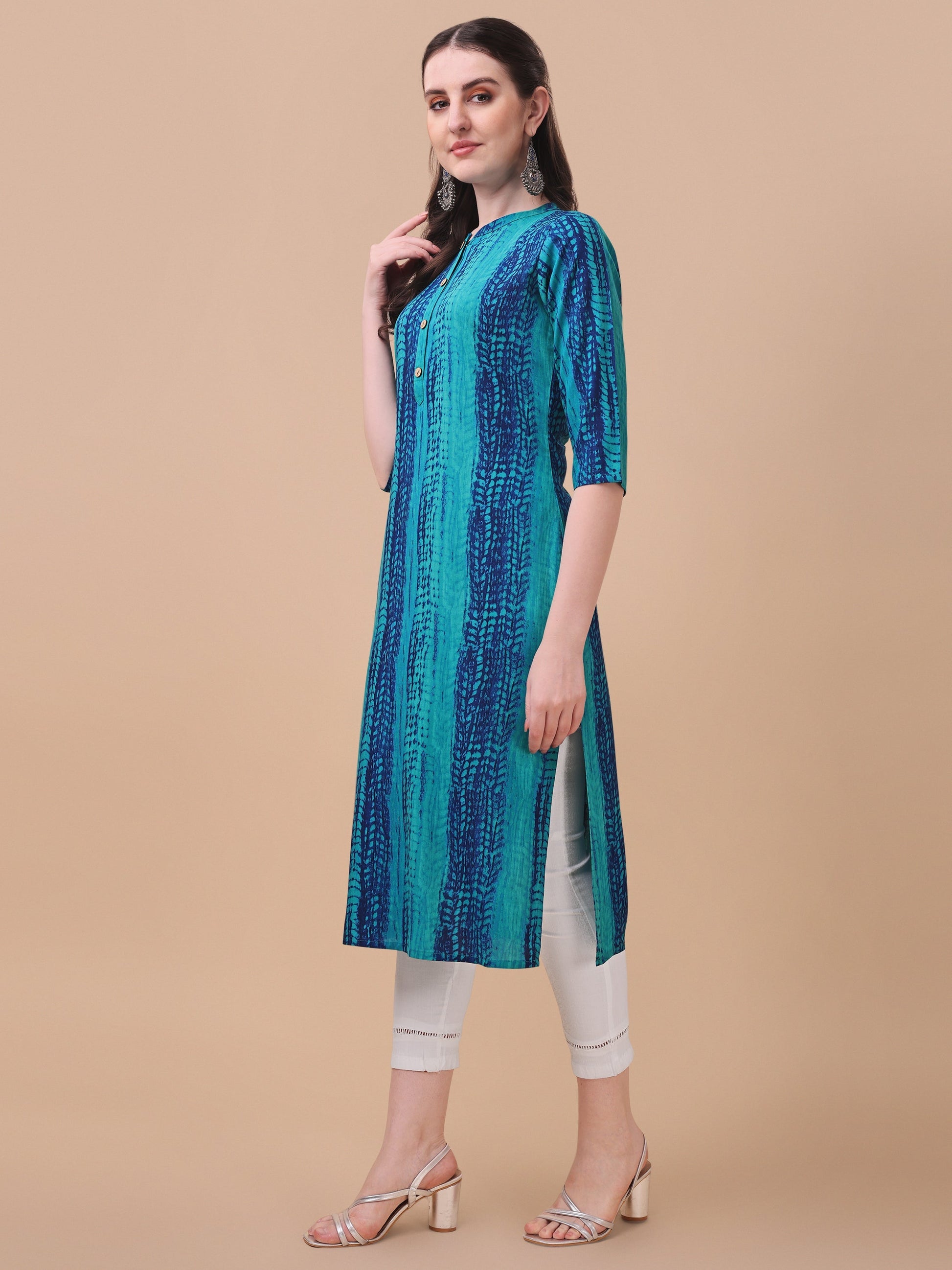 Shibori Printed Front Buttoned Kurta, Multicolor - Hiral Fashion