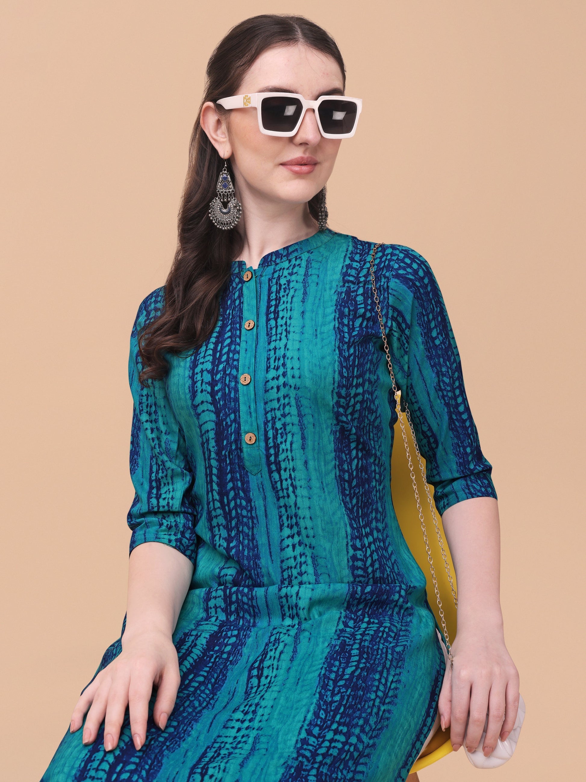 Shibori Printed Front Buttoned Kurta, Multicolor - Hiral Fashion