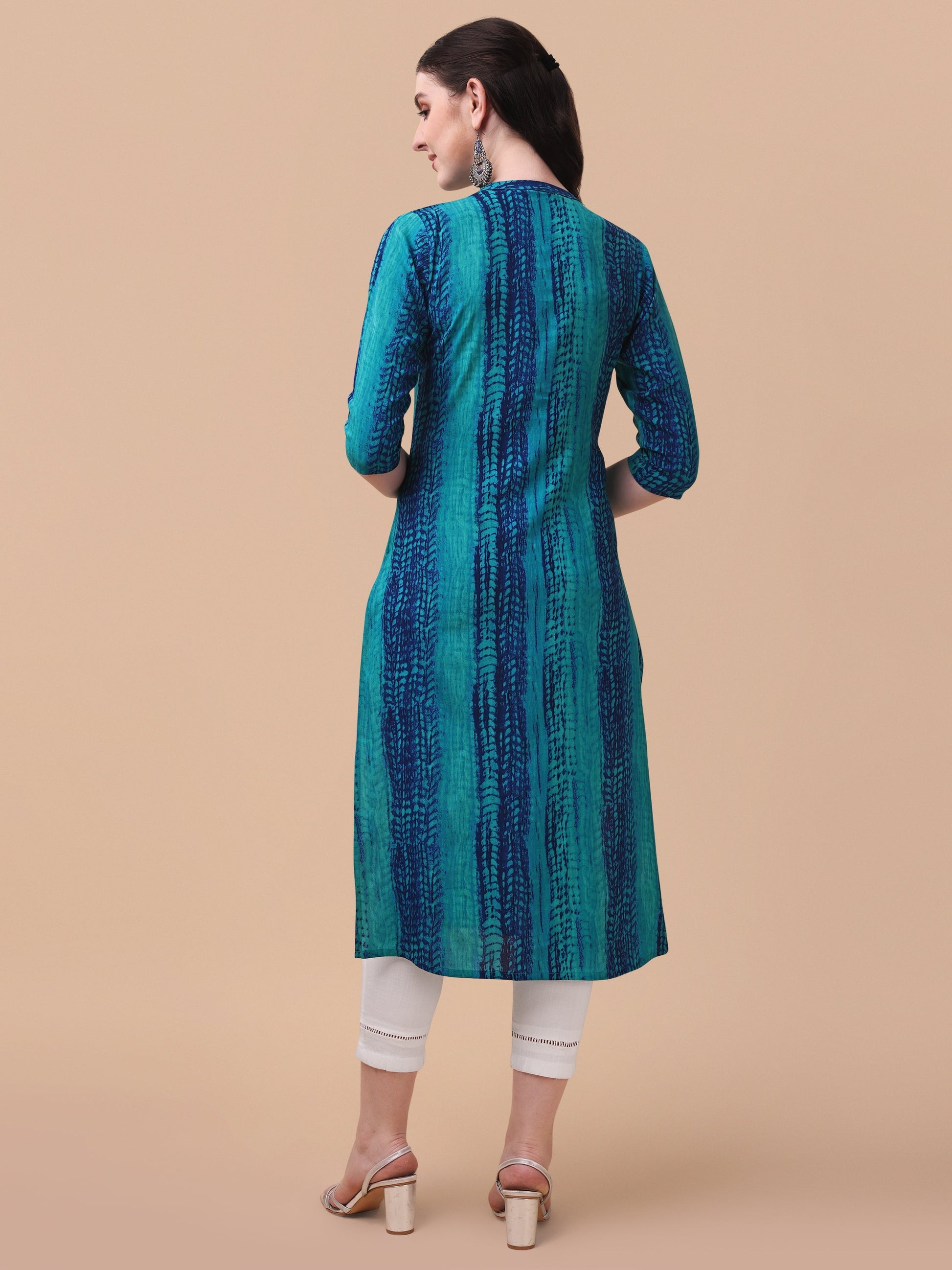 Shibori Printed Front Buttoned Kurta, Multicolor - Hiral Fashion