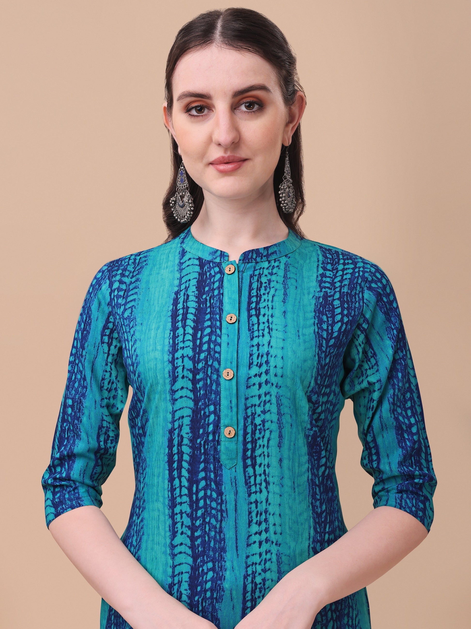 Shibori Printed Front Buttoned Kurta, Multicolor - Hiral Fashion