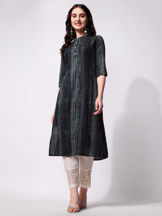 Shibori Printed Front Button Kurta, Multicolor - Hiral Fashion