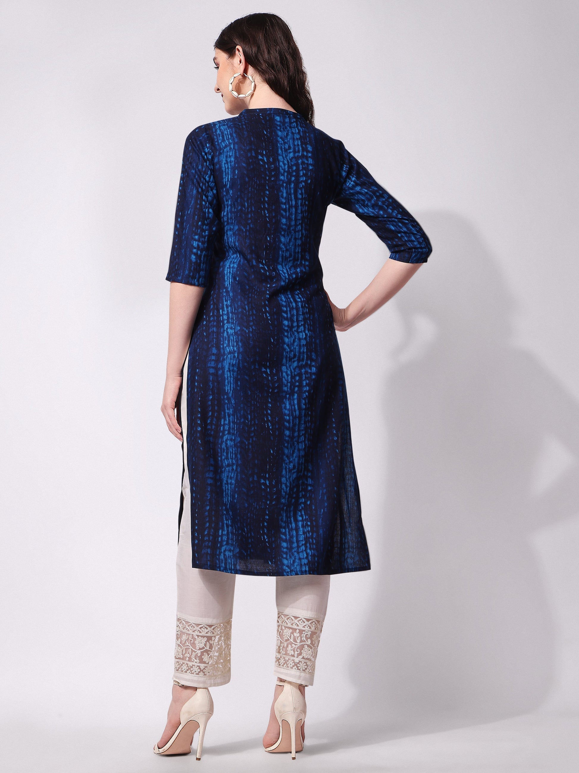 Shibori Printed Front Button Kurta, Multicolor - Hiral Fashion