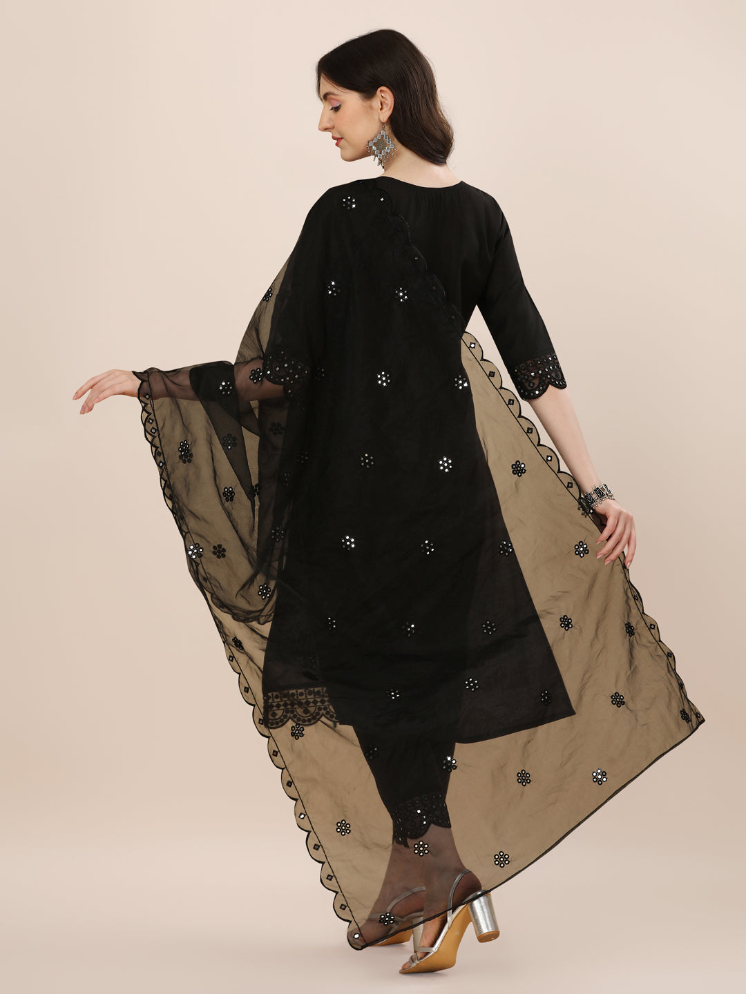 Mirror Embroidered Premium Kurta With Pant And Dupatta, Multicolor - Hiral Fashion