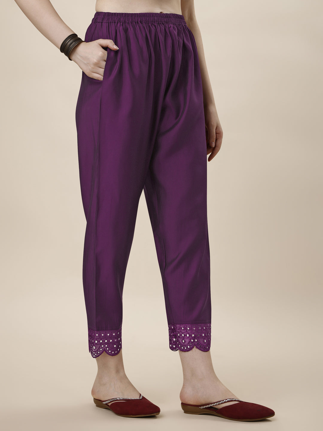 Mirror Embroidered Kurta With Pant And Dupatta Set, Multicolor - Hiral Fashion