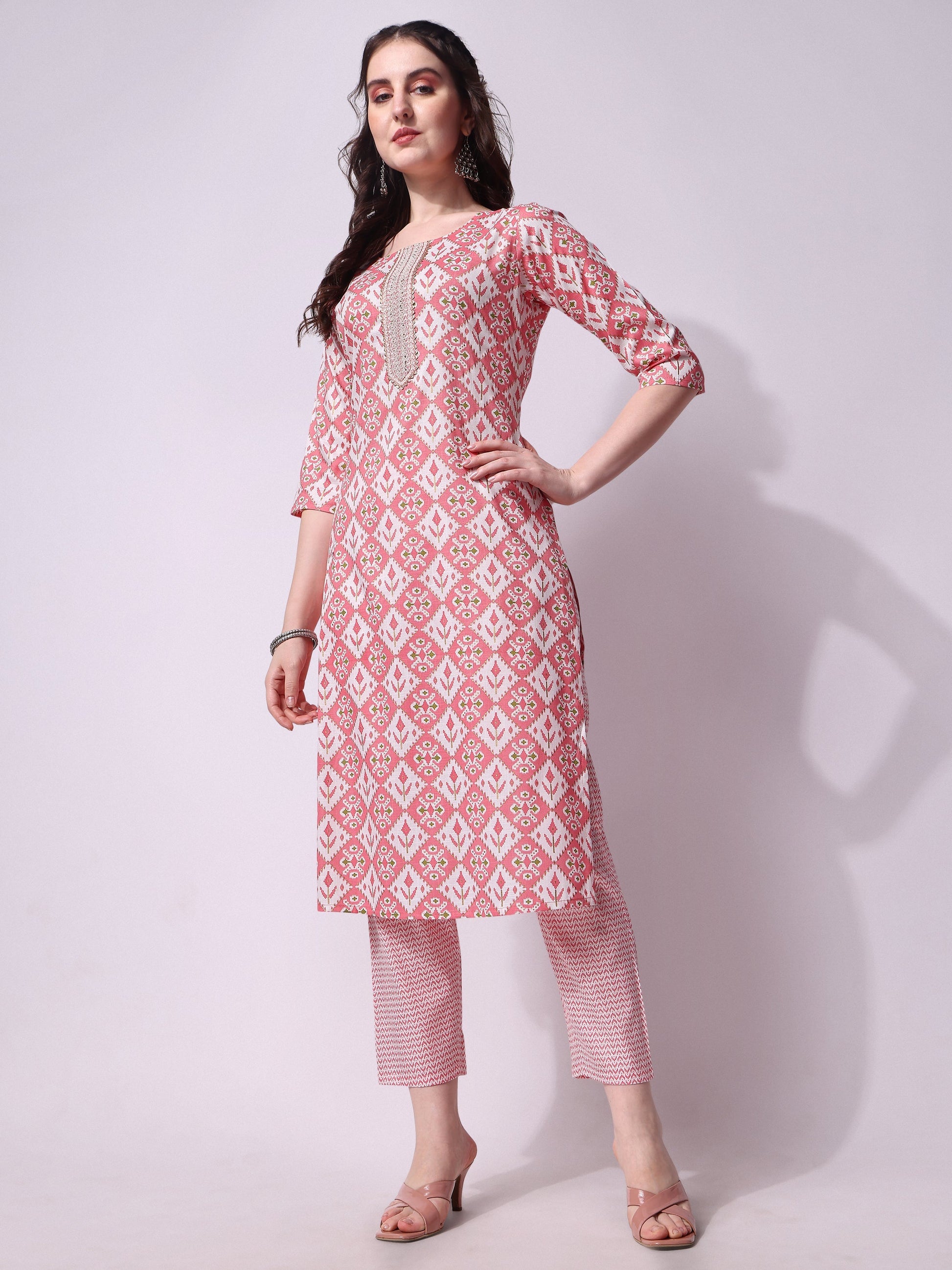 Printed Kurta With Pant & Printed Dupatta Set, Multicolor - Hiral Fashion