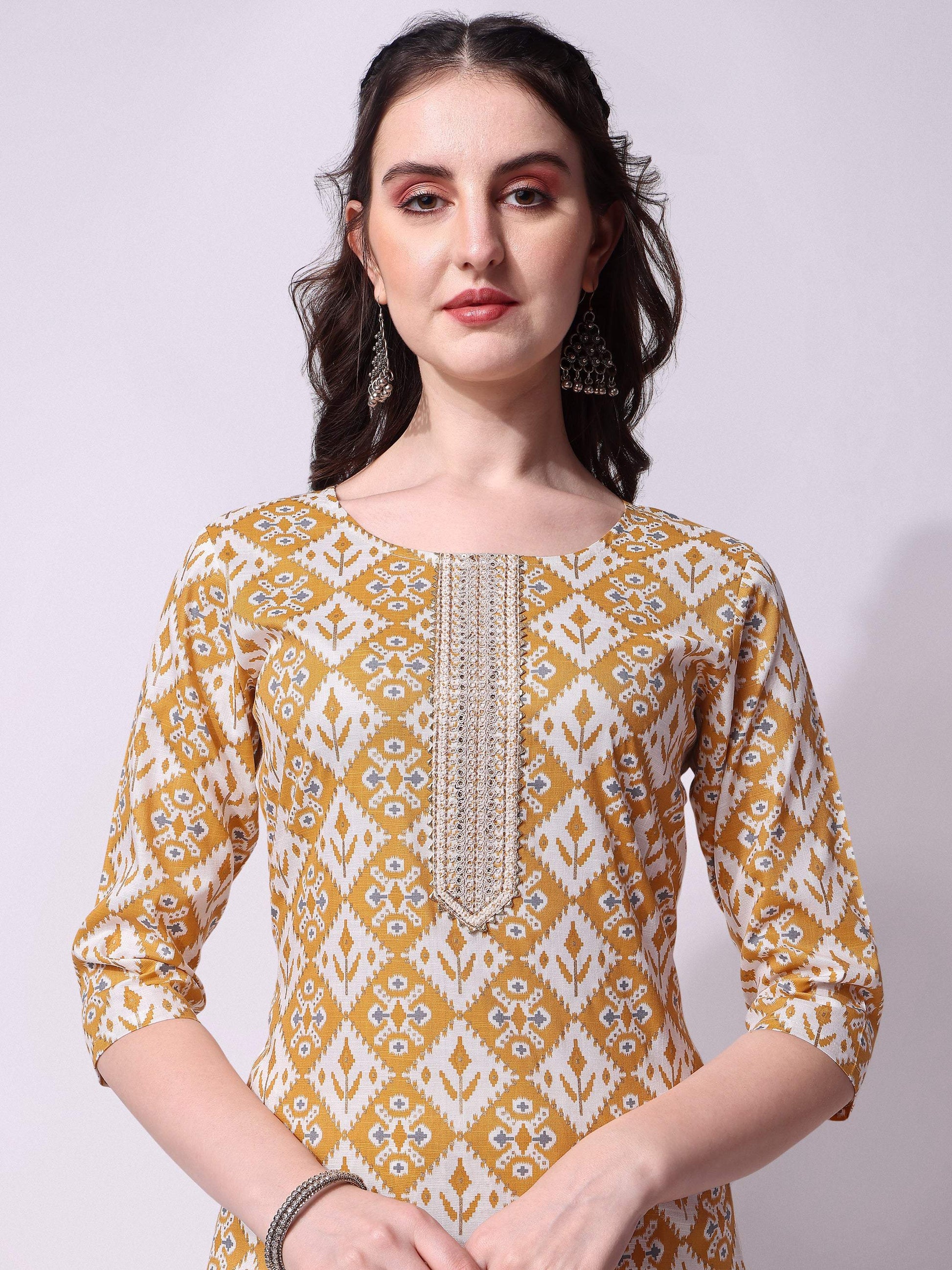 Printed Kurta With Pant & Printed Dupatta Set, Multicolor - Hiral Fashion