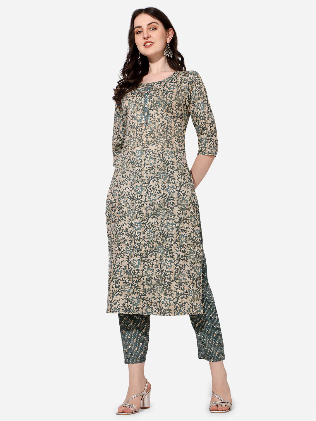 Floral Printed Kurta With Pant And Dupatta Set, Multicolor - Hiral Fashion