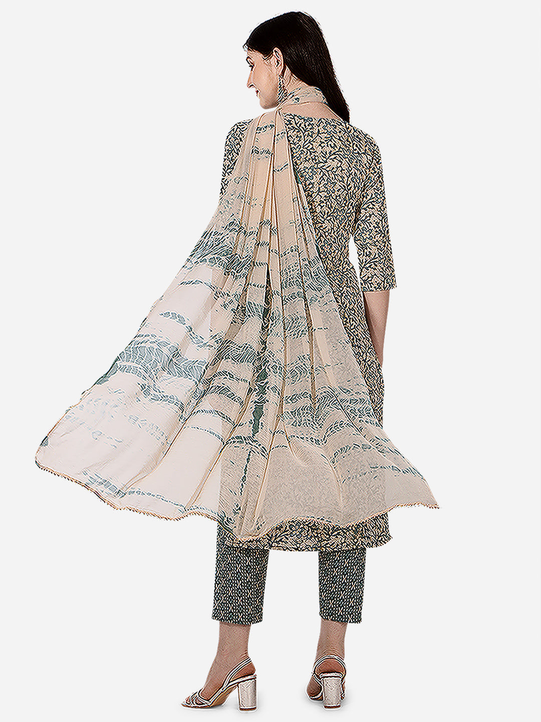 Floral Printed Kurta With Pant And Dupatta Set, Multicolor - Hiral Fashion