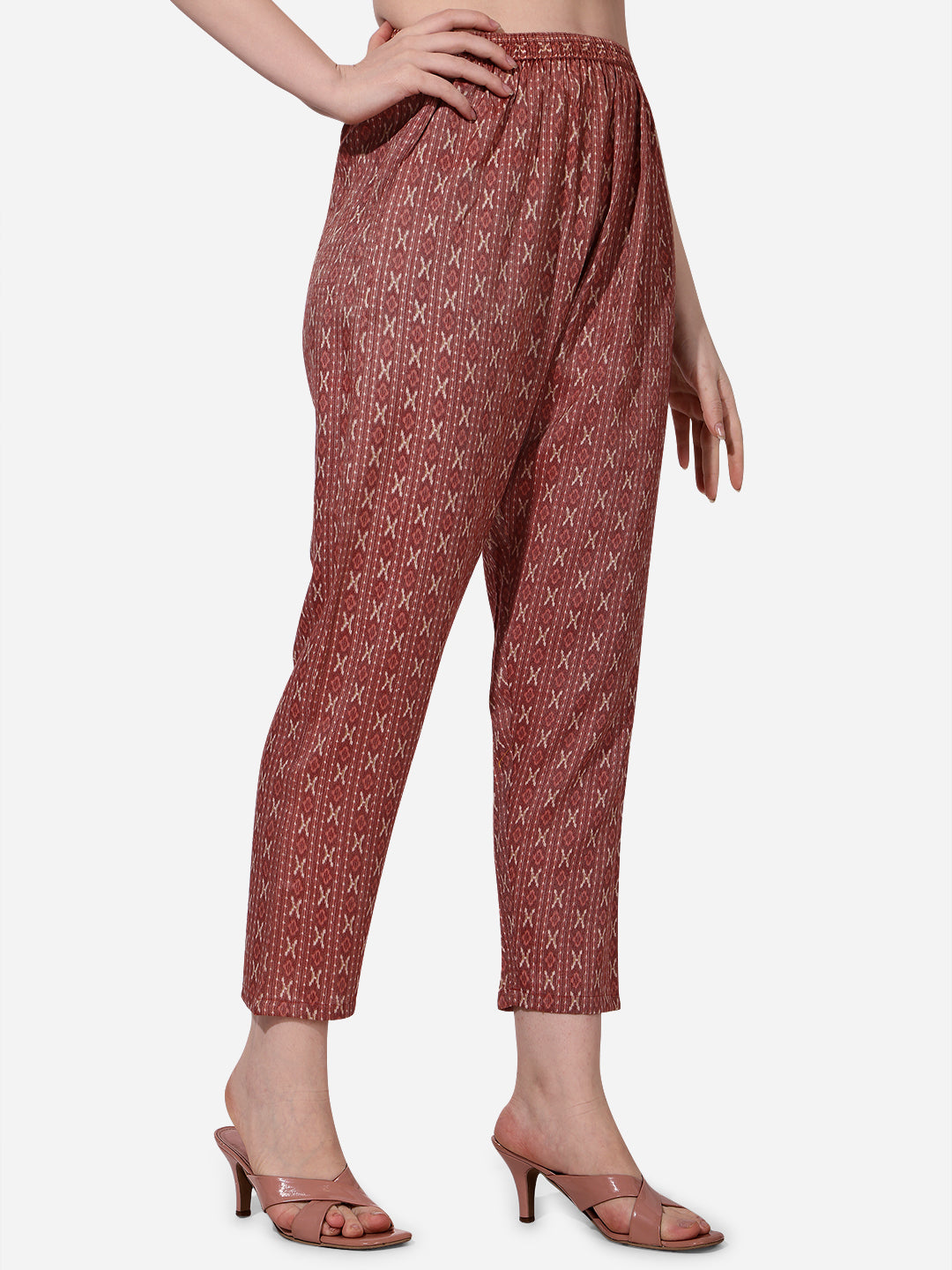 Floral Printed Rust Kurta With Pant And Dupatta Set, Multicolor - Hiral Fashion