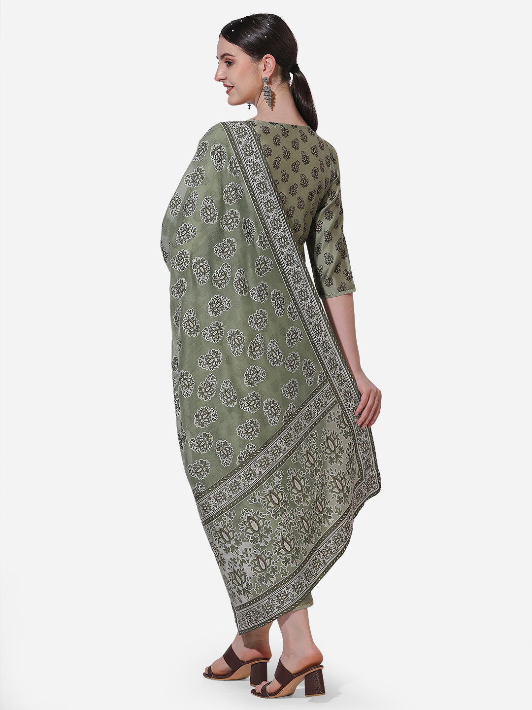 Floral Printed Kurta With Pant And Dupatta Set, Multicolor - Hiral Fashion