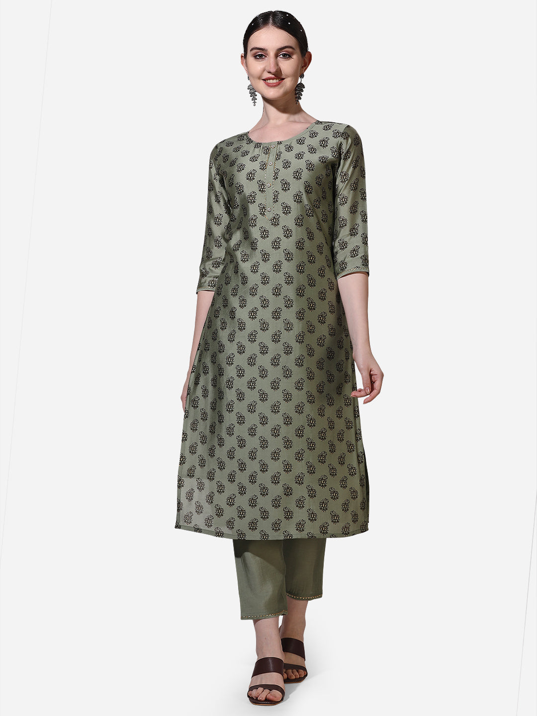 Floral Printed Kurta With Pant And Dupatta Set, Multicolor - Hiral Fashion