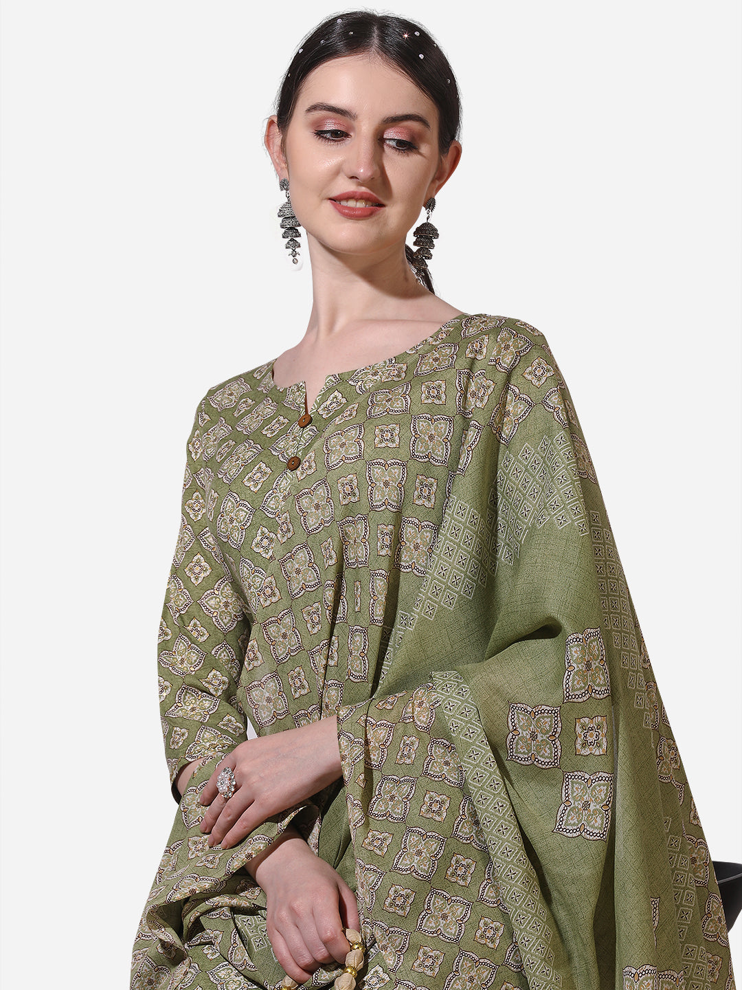 Floral Printed Kurta With Pant And Dupatta Set, Multicolor - Hiral Fashion
