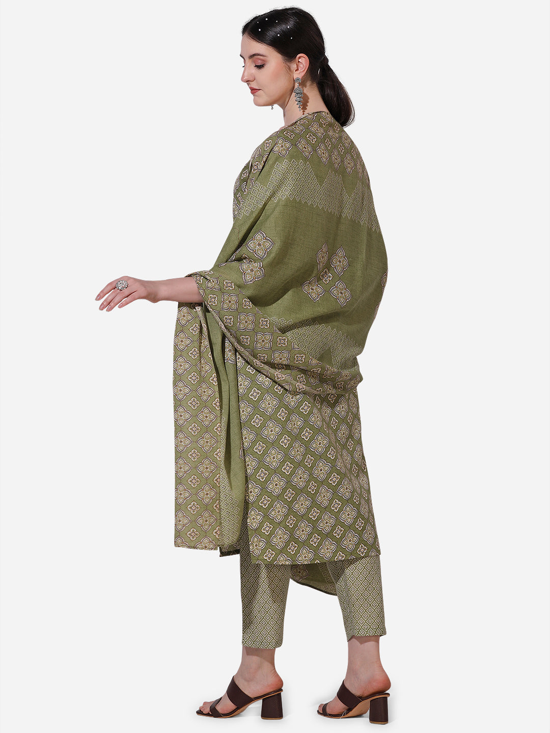 Floral Printed Kurta With Pant And Dupatta Set, Multicolor - Hiral Fashion