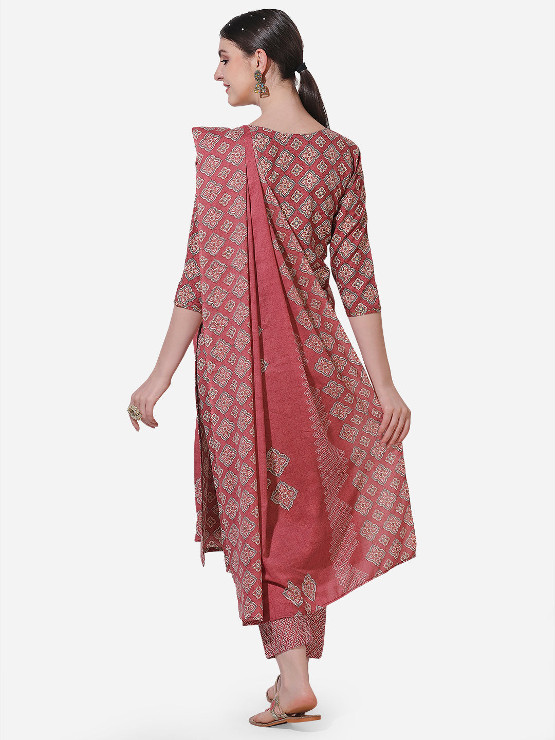 Floral Printed Kurta With Pant And Dupatta Set, Multicolor - Hiral Fashion