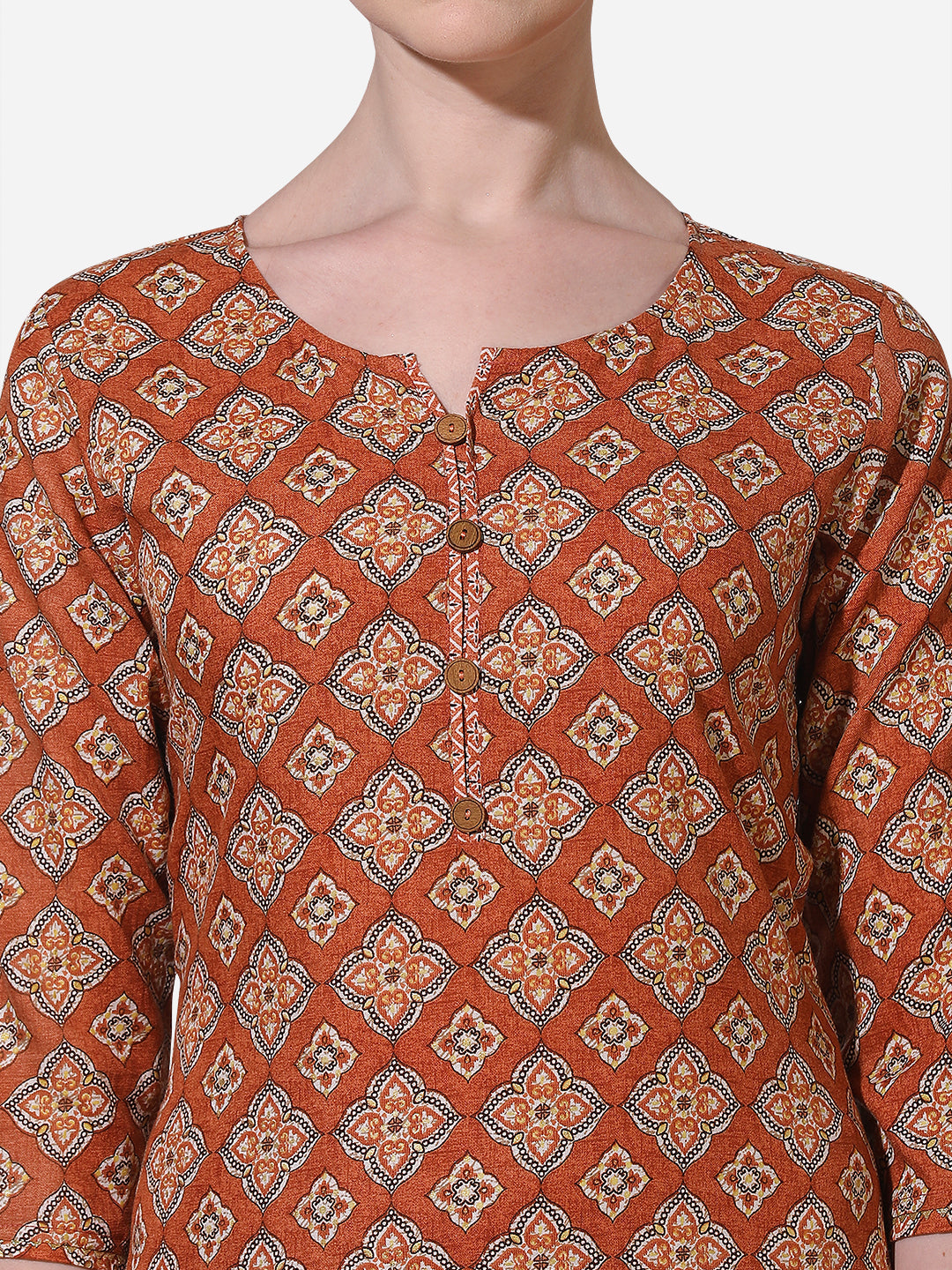 Floral Printed Rust Kurta With Pant And Dupatta Set, Multicolor - Hiral Fashion