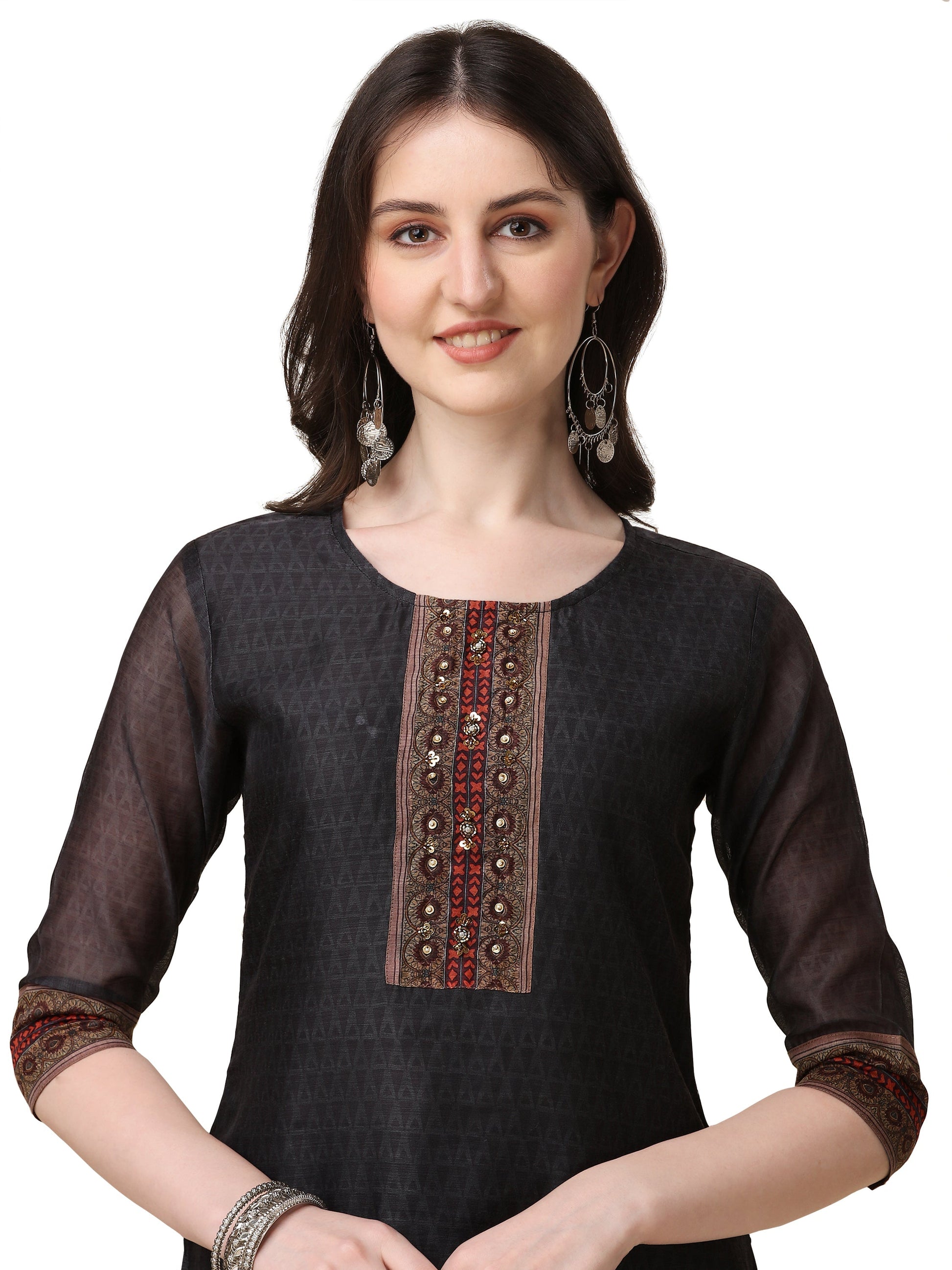 Embroidered And Printed Kurta With And Dupatta Set, Multicolor - Hiral Fashion