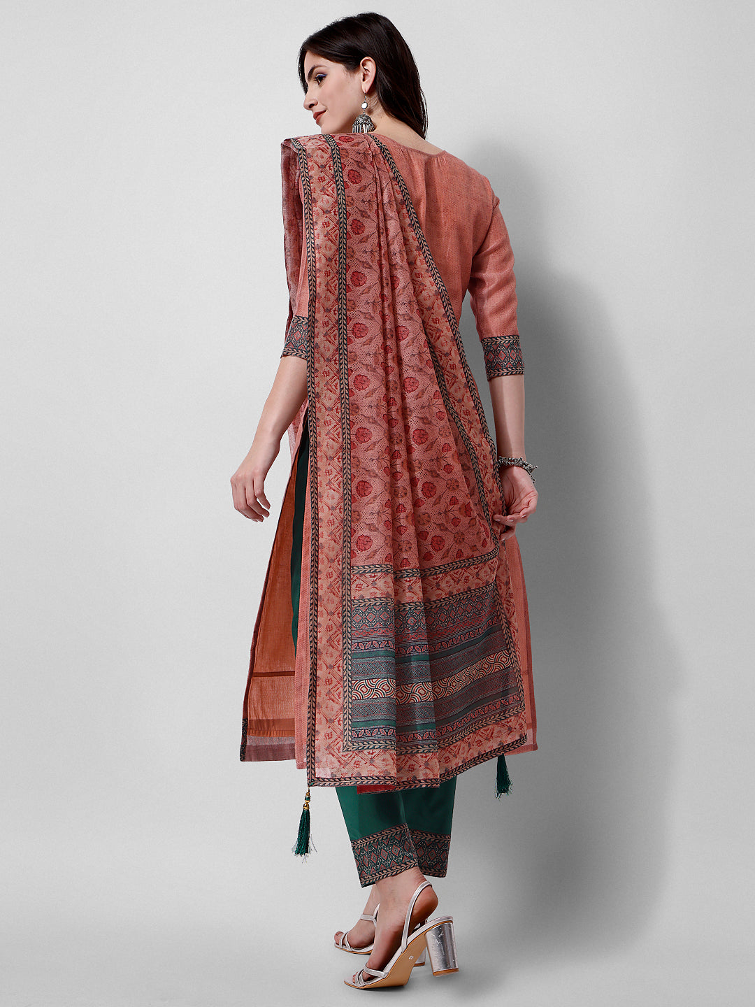 Embroidered Kurta With Pant And Dupatta Set, Multicolor - Hiral Fashion