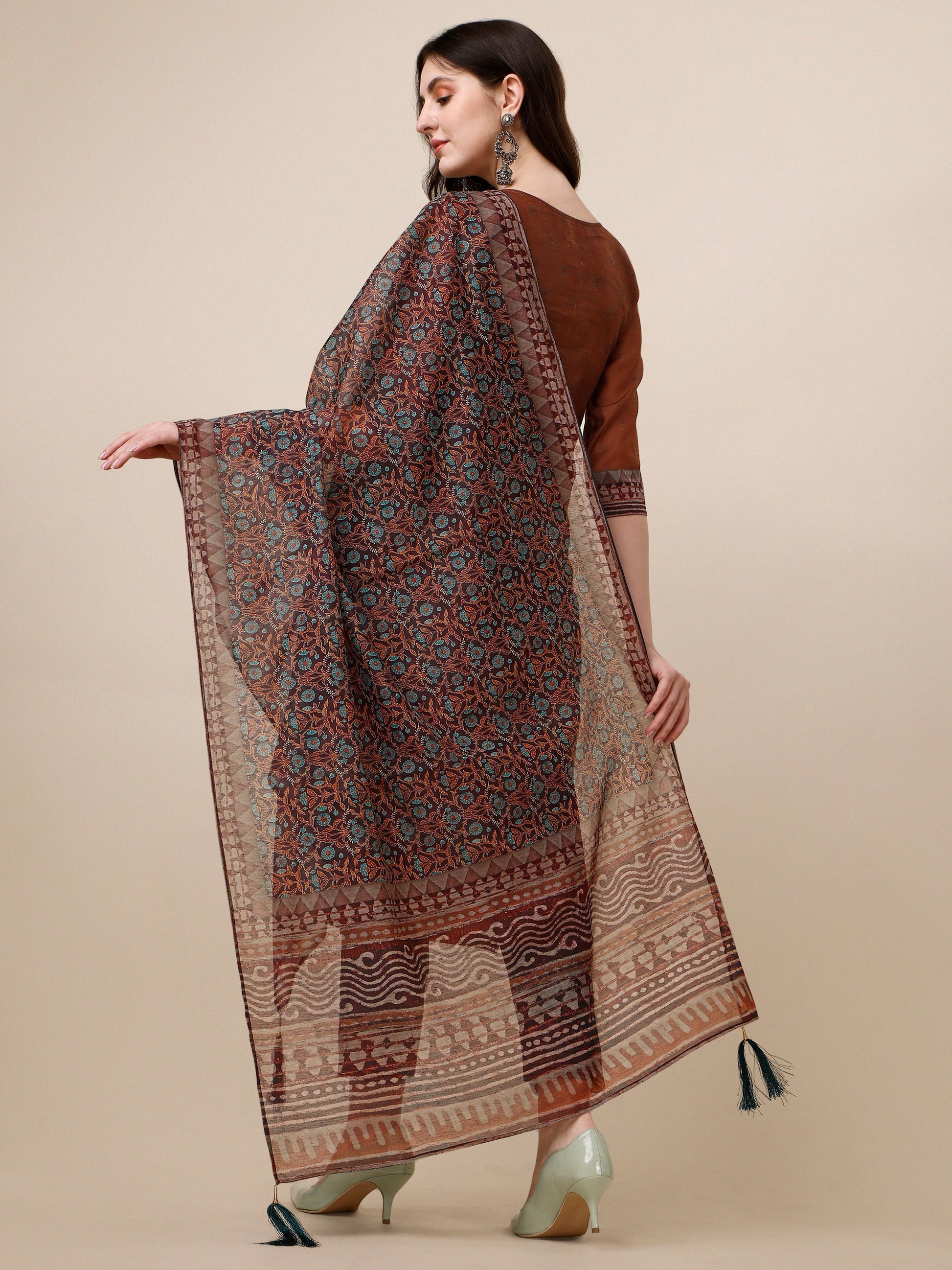Kurta With Pant And Printed Dupatta Set, Multicolor - Hiral Fashion