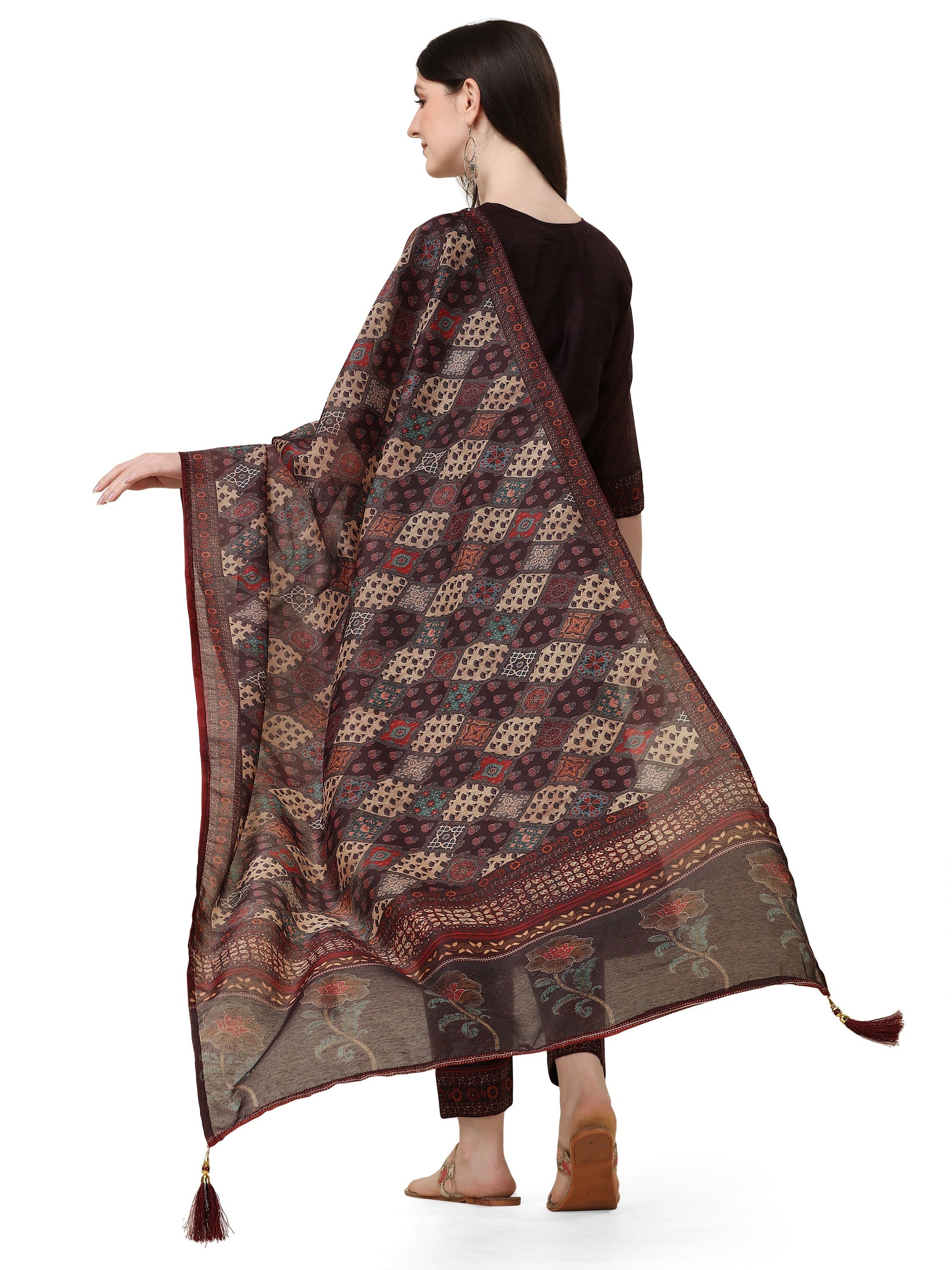 Hand Embroidered Kurta With Pant And Dupatta Set, Multicolor - Hiral Fashion