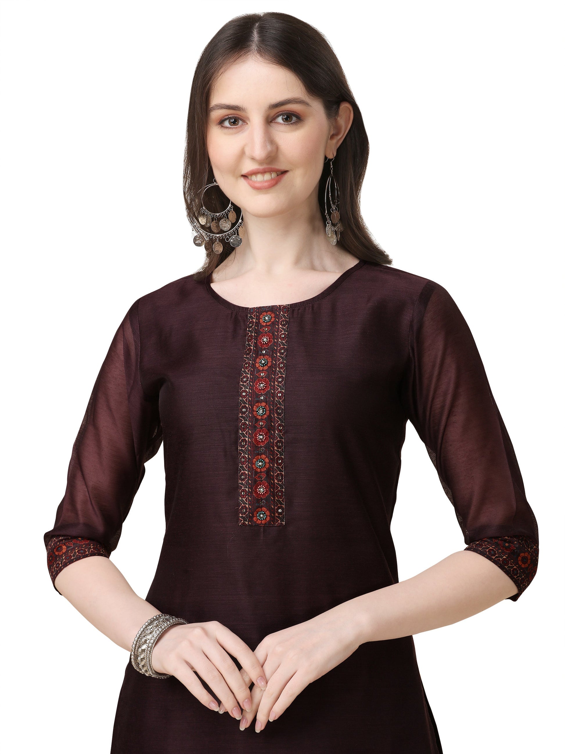 Hand Embroidered Kurta With Pant And Dupatta Set, Multicolor - Hiral Fashion