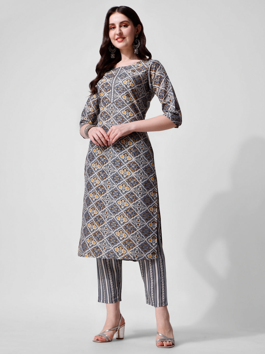 Printed Blue Kurta Pant & Dupatta Set, Multicolor - Hiral Fashion