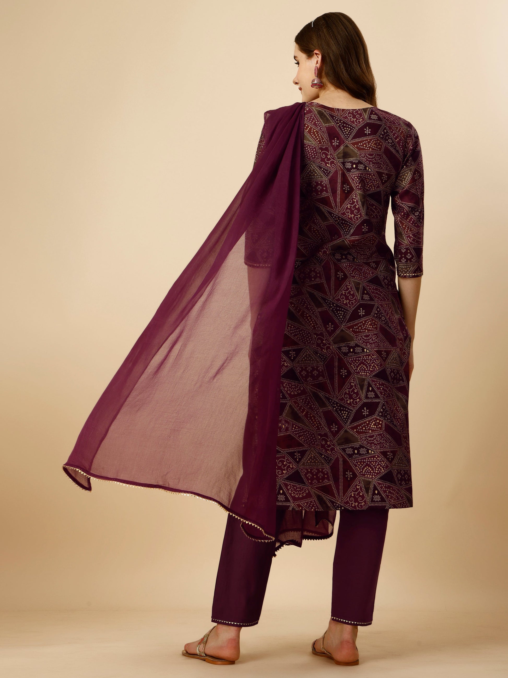 Printed Button And Embellished Kurta With Pant And Dupatta Set, Multicolor - Hiral Fashion
