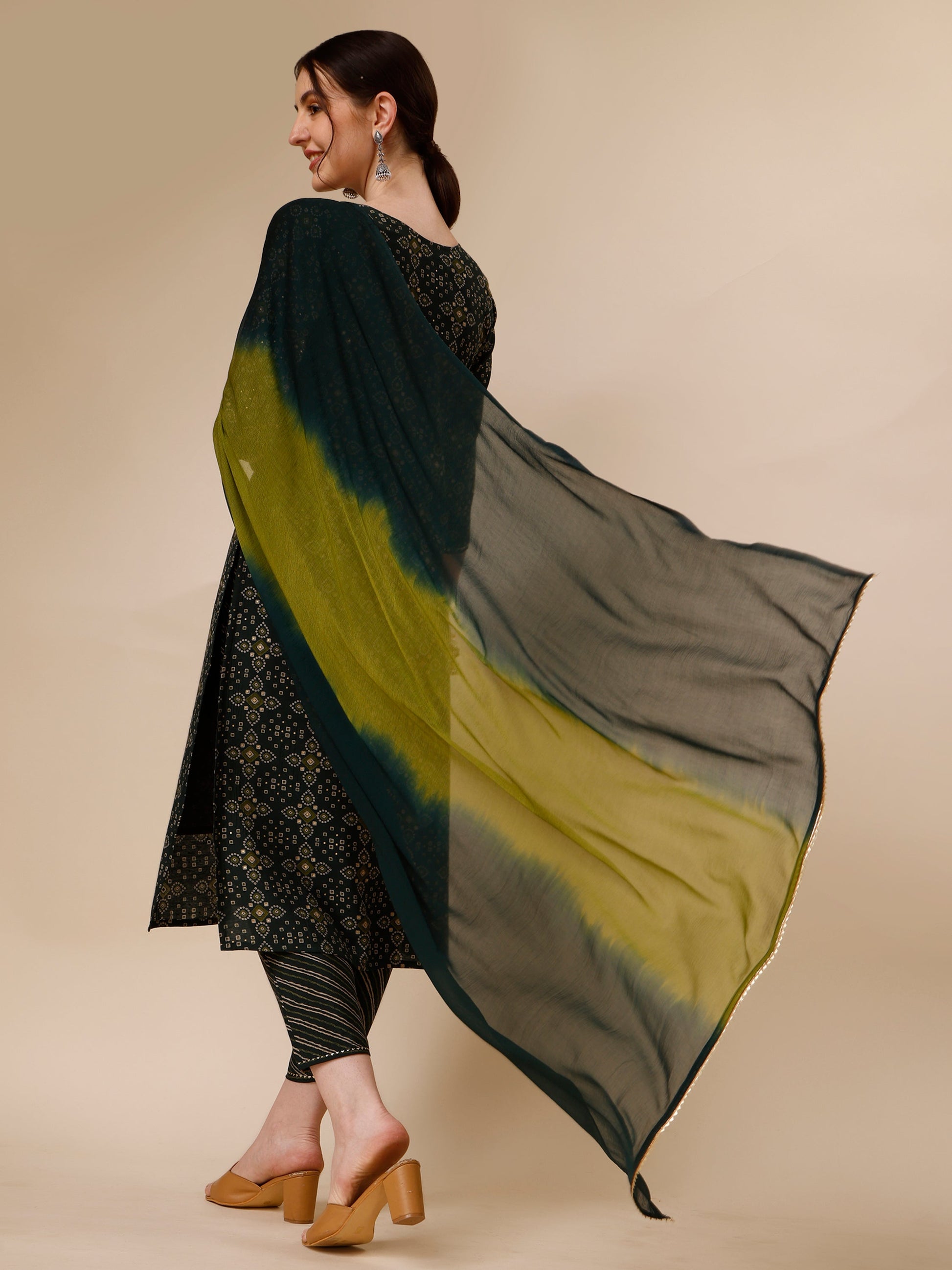 Ethnic Motif & Embroidered Kurta With Pant & Dupatta Set, Multicolor - Hiral Fashion