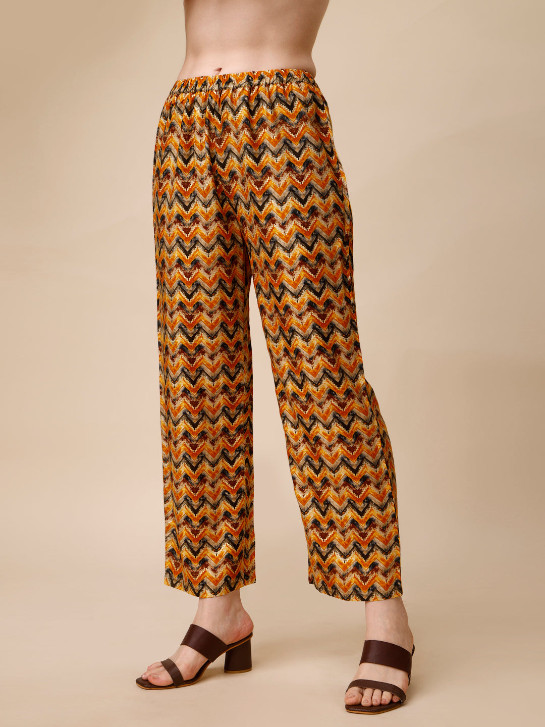 Placement Embroidered Chevron Printed Asymmetric Co-Ords, Multicolor - Hiral Fashion