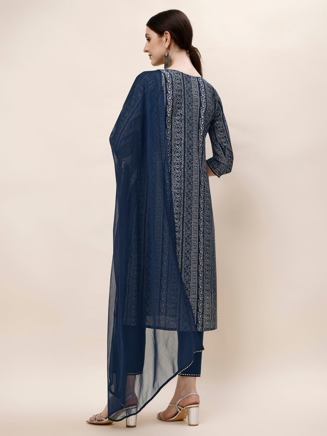 Printed Kurta With Pant And Dupatta Set, Multicolor - Hiral Fashion