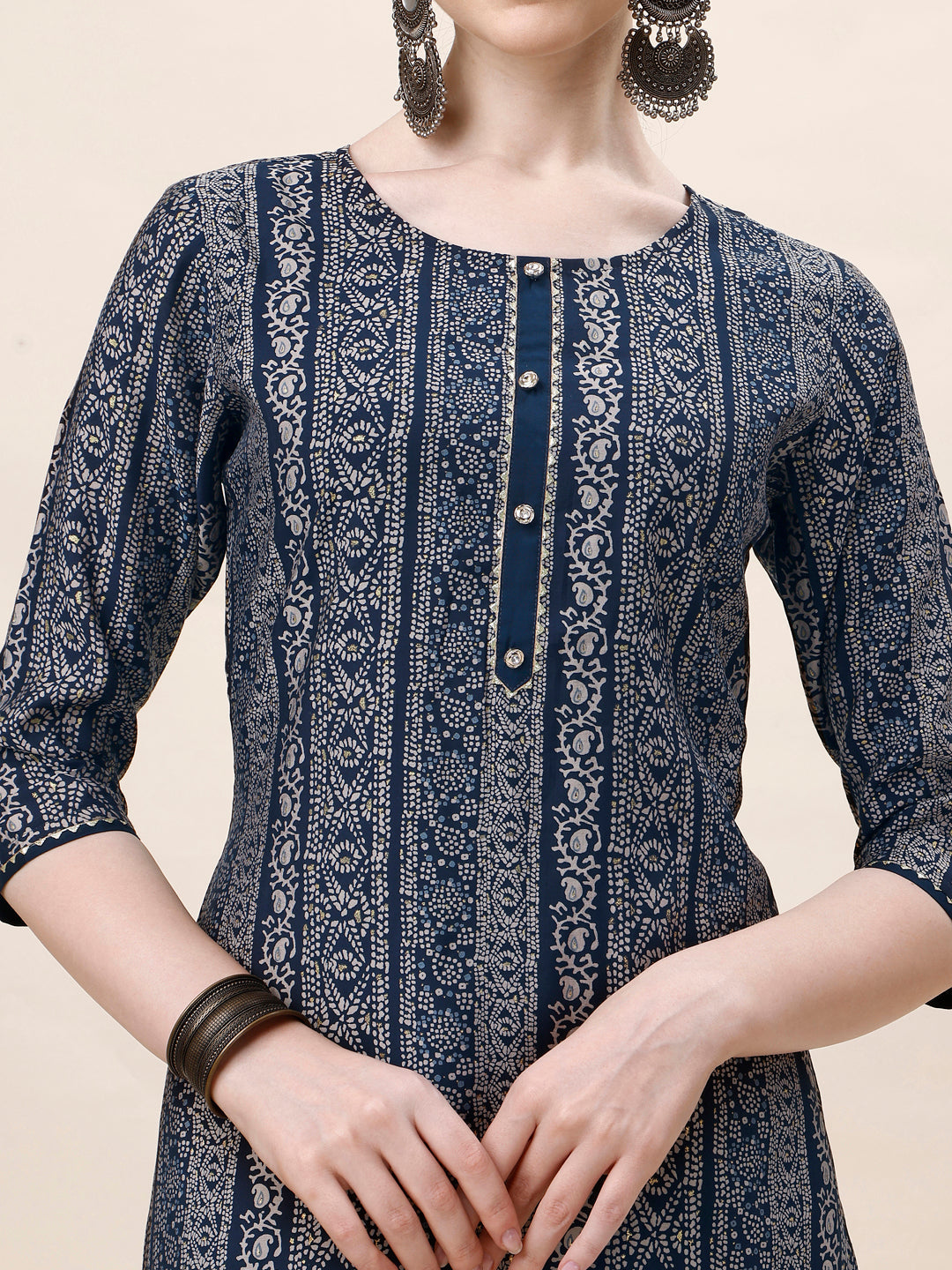 Printed Kurta With Pant And Dupatta Set, Multicolor - Hiral Fashion