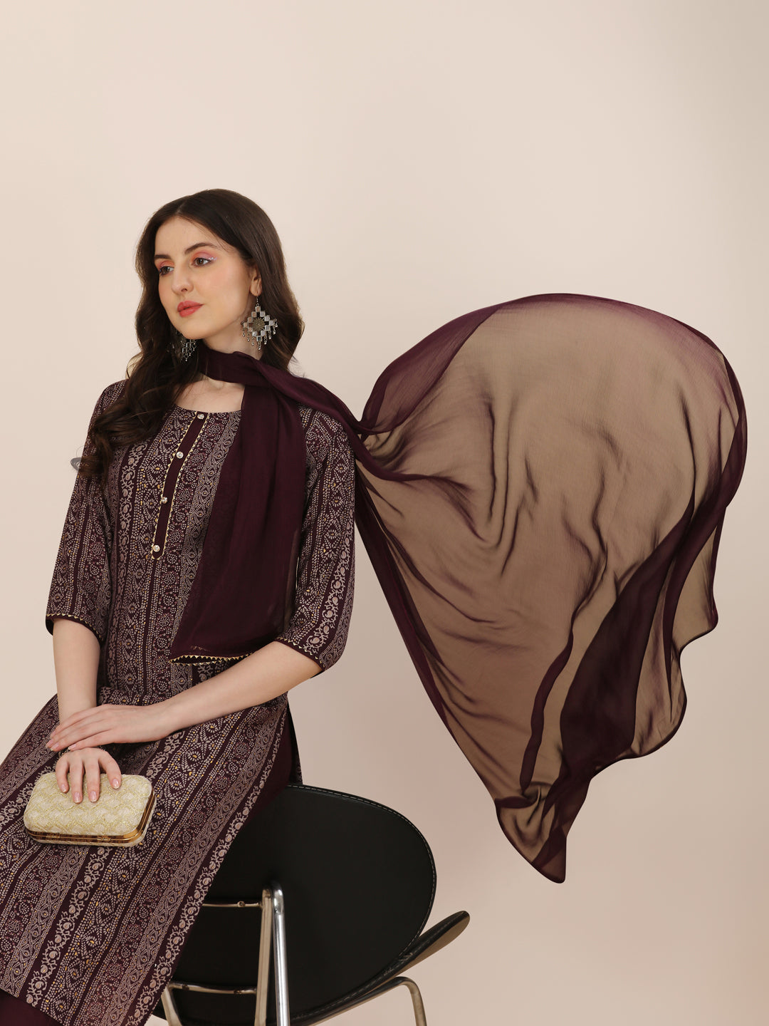 Printed Kurta With Pant And Dupatta Set, Multicolor - Hiral Fashion
