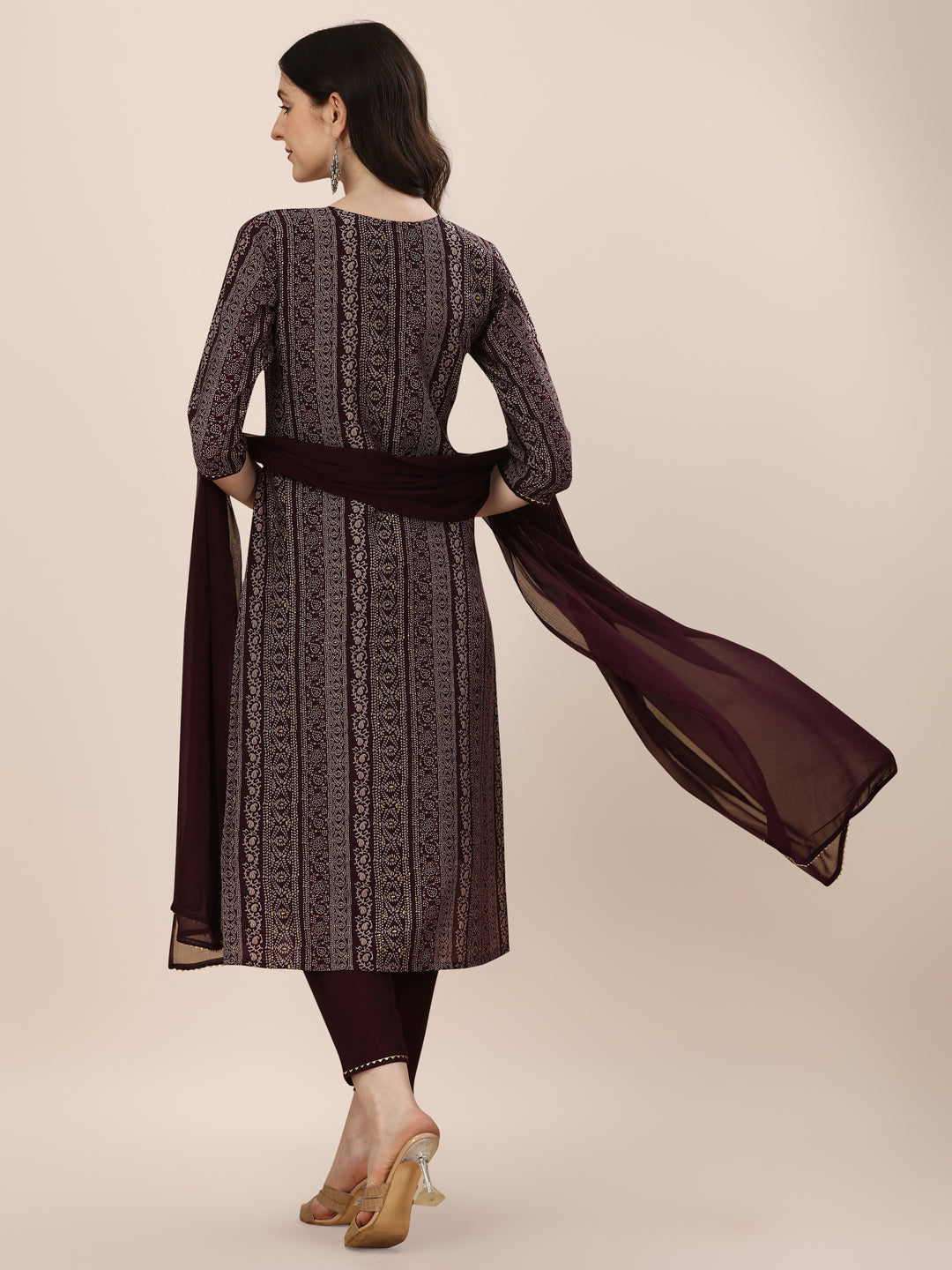 Printed Kurta With Pant And Dupatta Set, Multicolor - Hiral Fashion