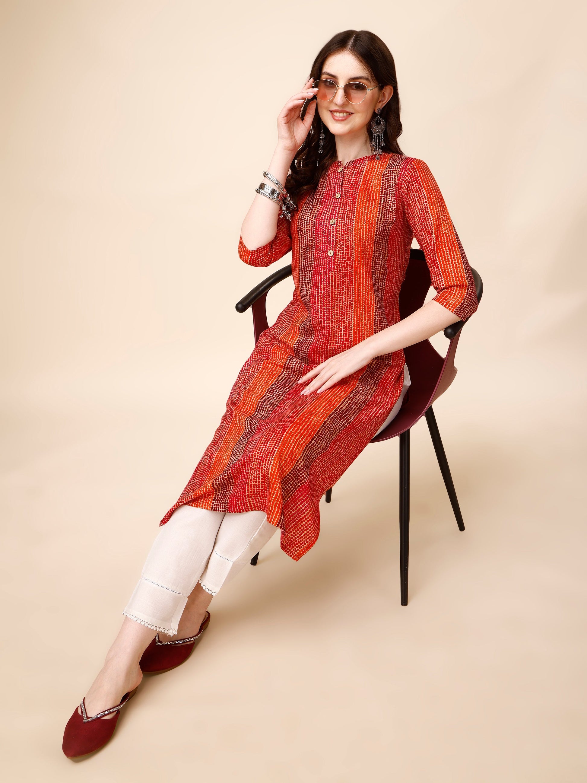 Shibori Printed Front Buttoned Casual Wear Kurta, Multicolor - Hiral Fashion