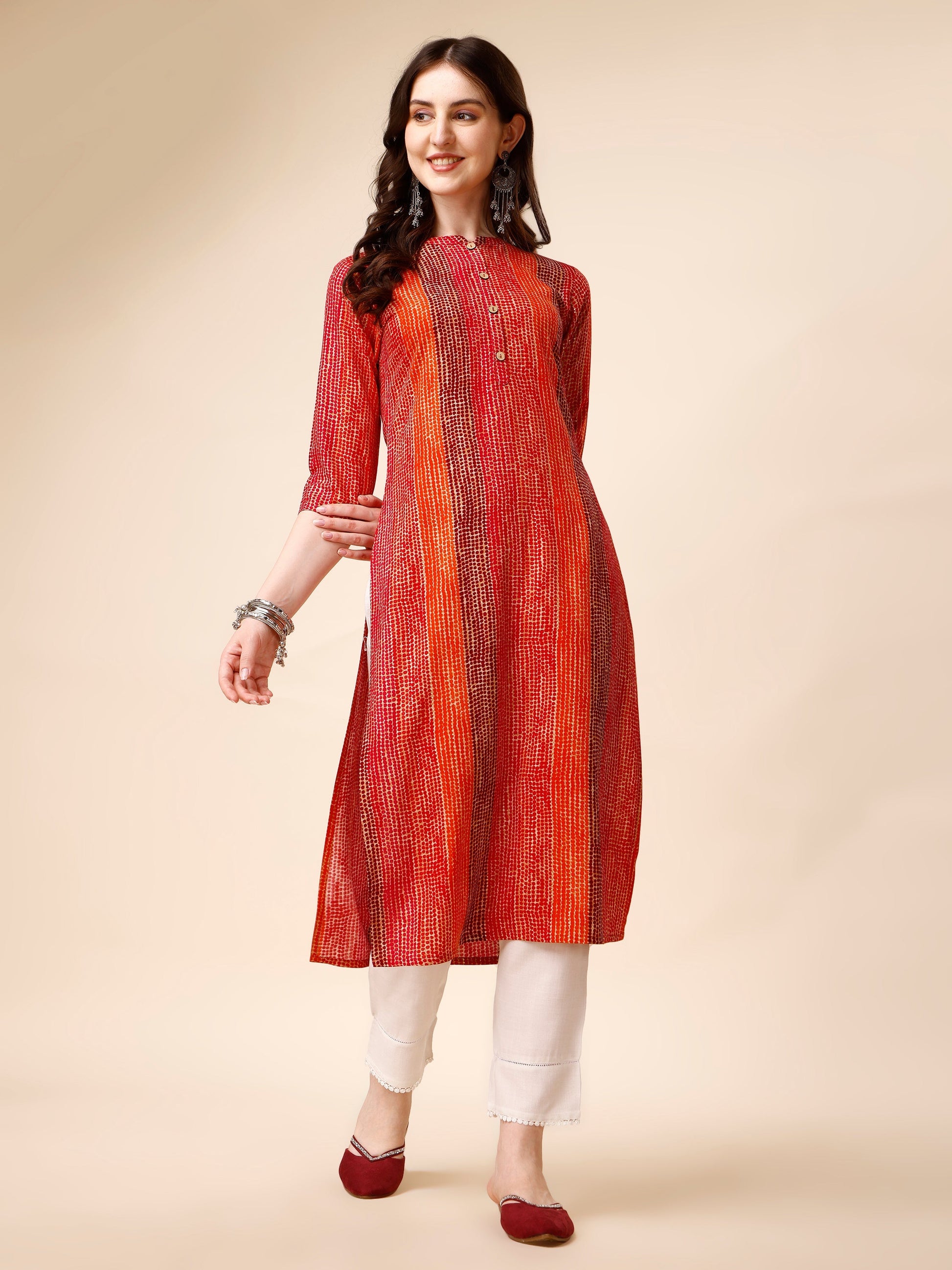 Shibori Printed Front Buttoned Casual Wear Kurta, Multicolor - Hiral Fashion
