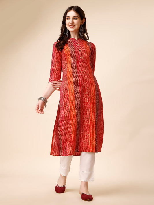 Shibori Printed Front Buttoned Casual Wear Kurta, Multicolor - Hiral Fashion