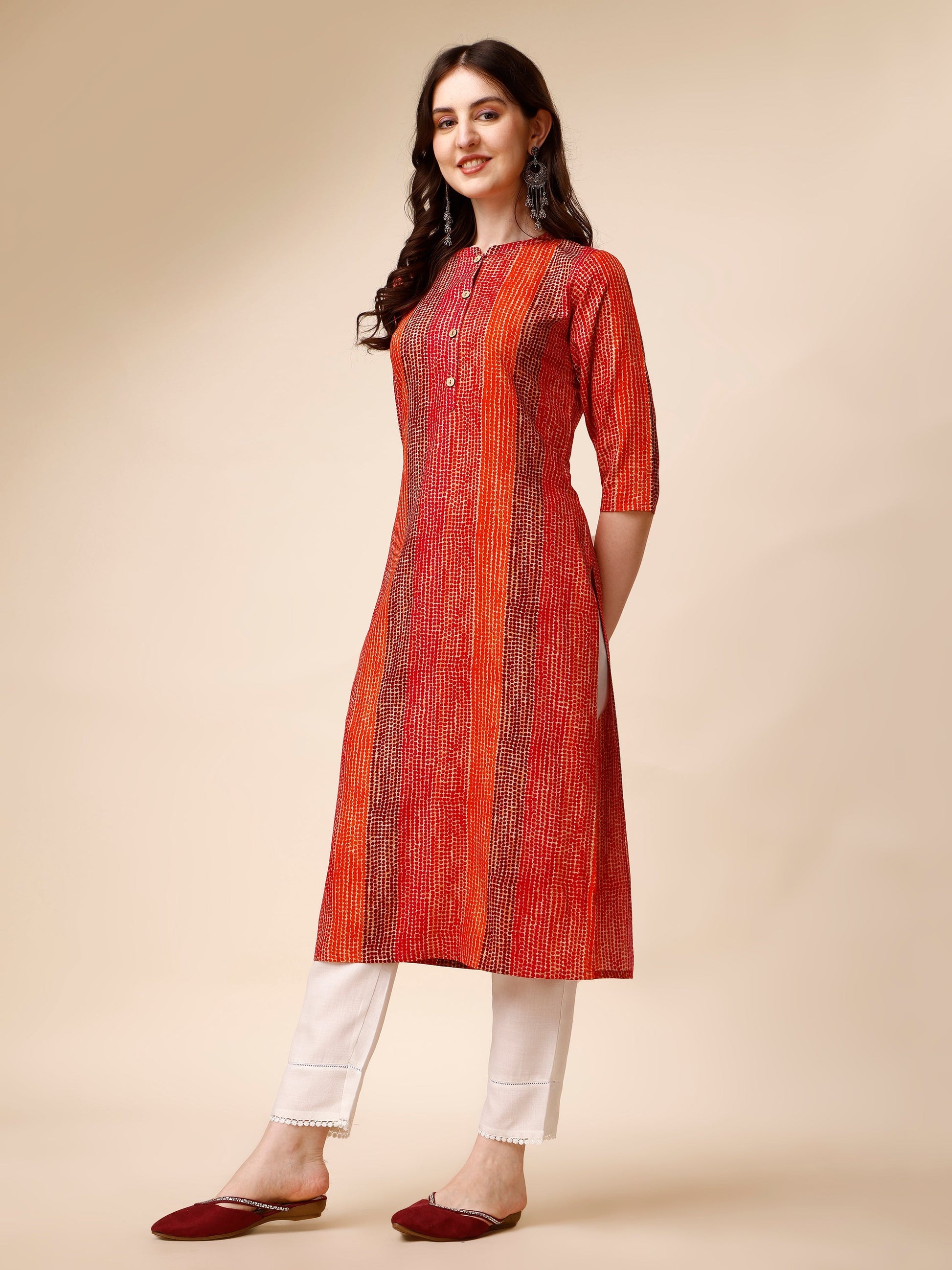 Shibori Printed Front Buttoned Casual Wear Kurta, Multicolor - Hiral Fashion