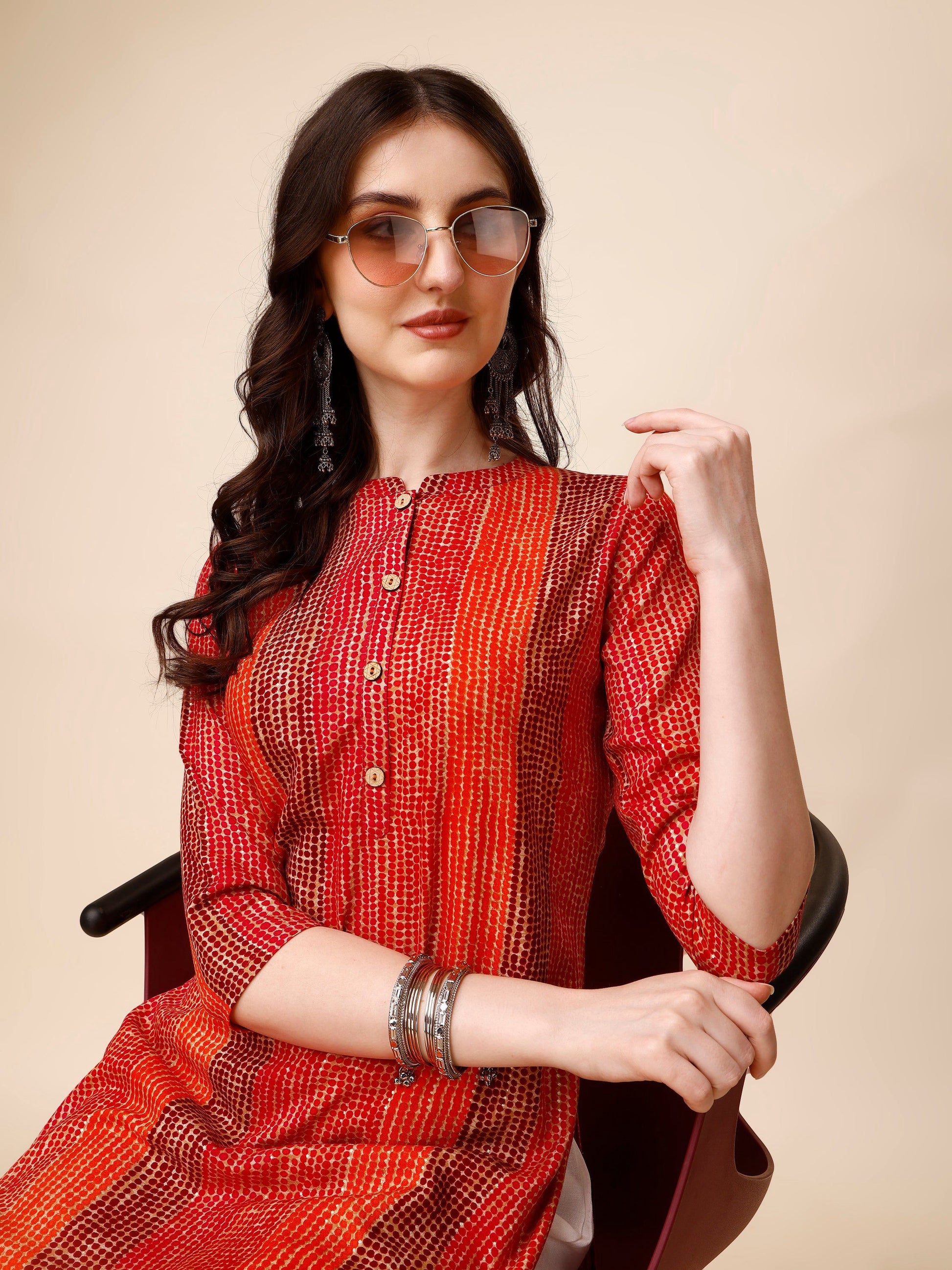 Shibori Printed Front Buttoned Casual Wear Kurta, Multicolor - Hiral Fashion
