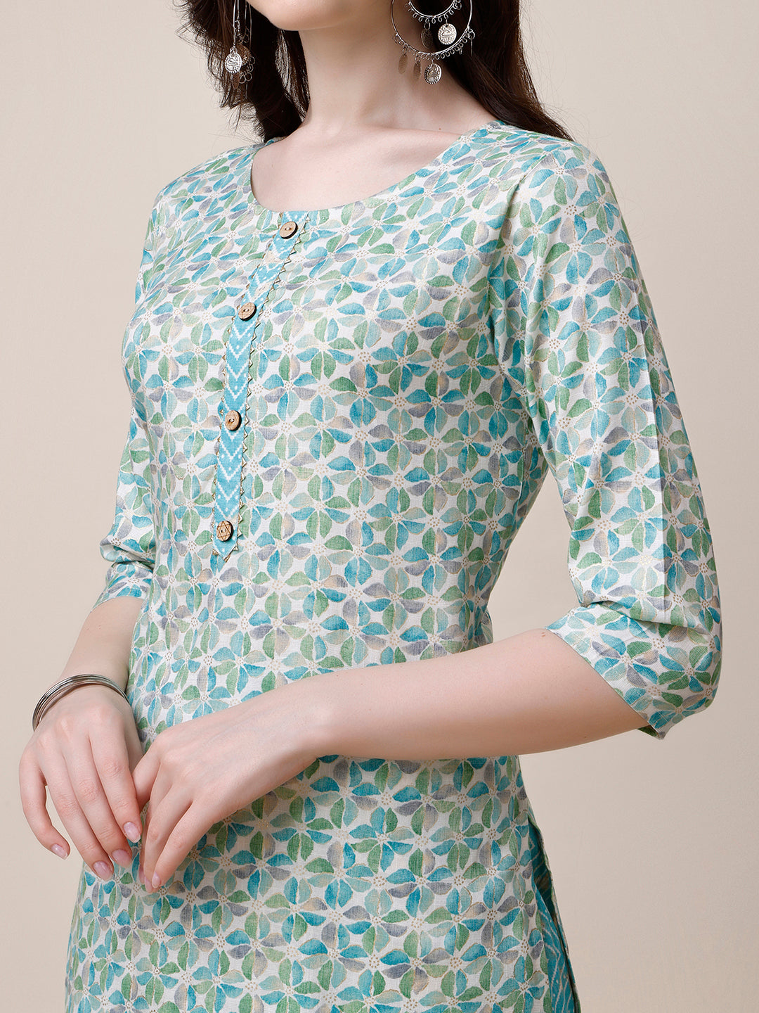 Printed Kurta With Pant And Dupatta Set, Multicolor - Hiral Fashion