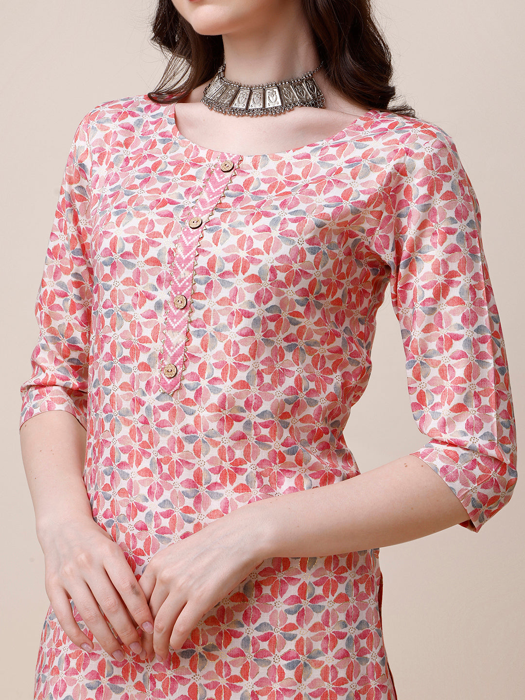 Printed Kurta With Pant And Dupatta Set, Multicolor - Hiral Fashion