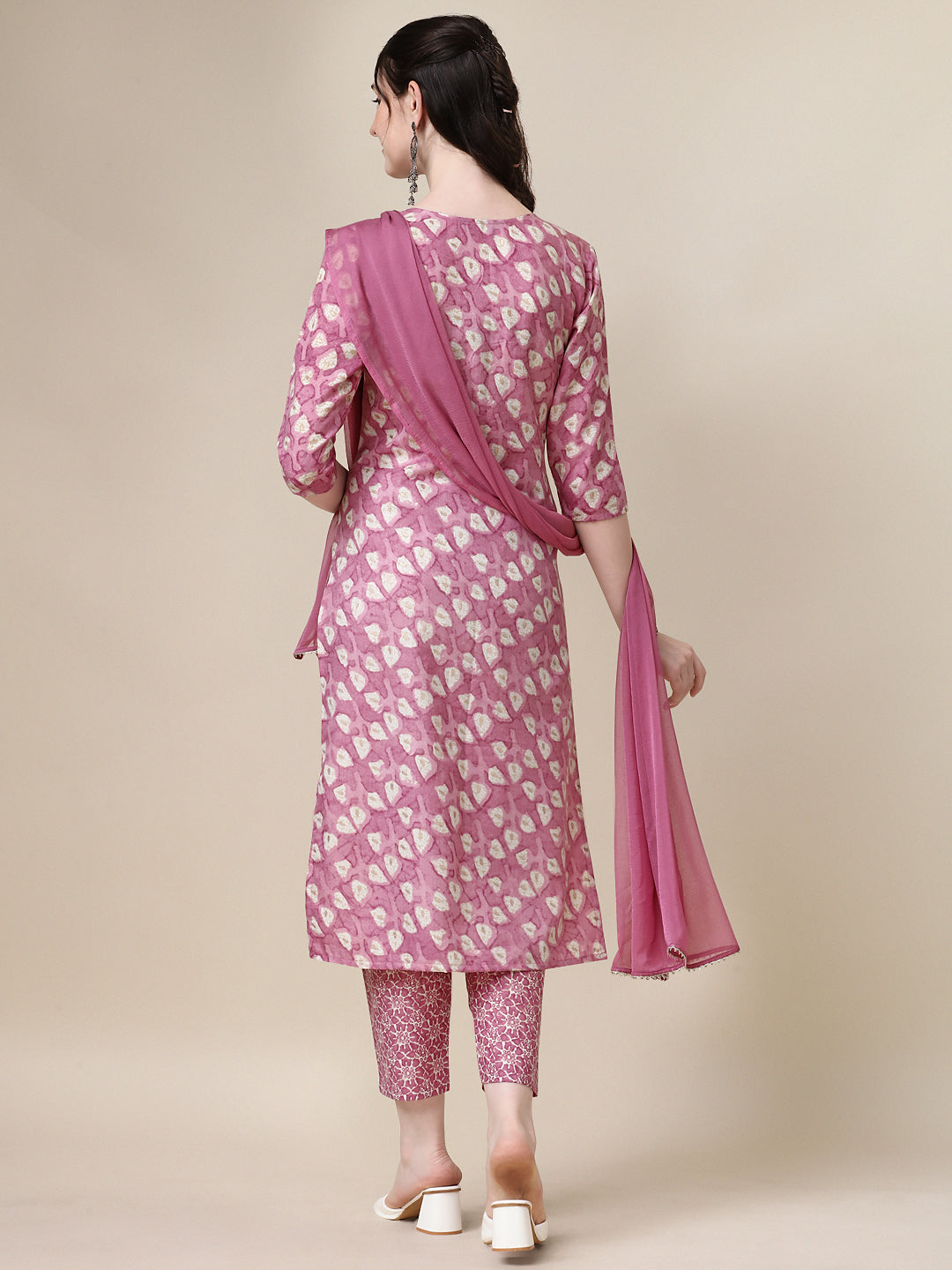 Printed Kurta With Pant And Dupatta Set, Multicolor - Hiral Fashion