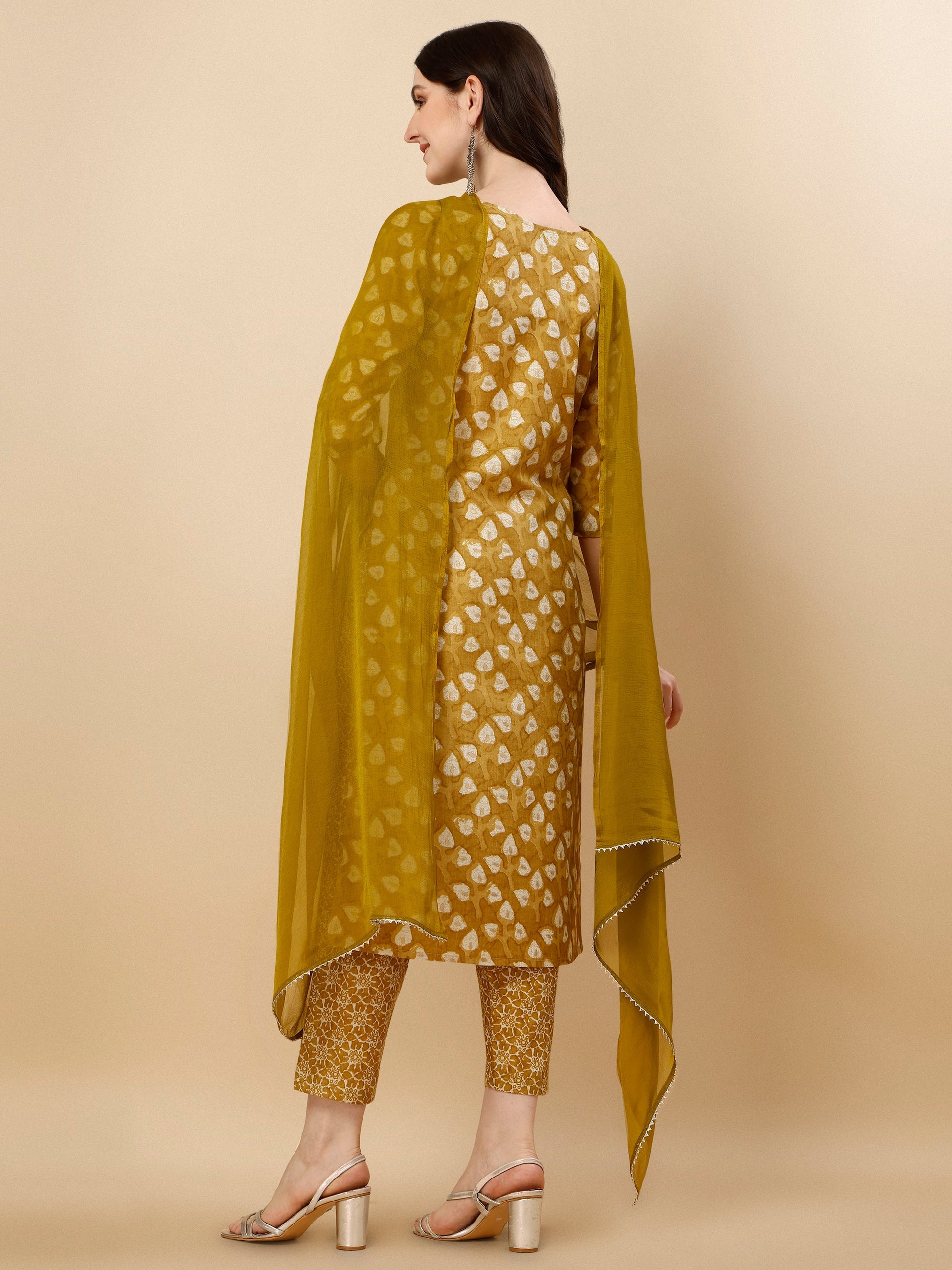 Printed Kurta With Pant & Dupatta Set, Multicolor - Hiral Fashion